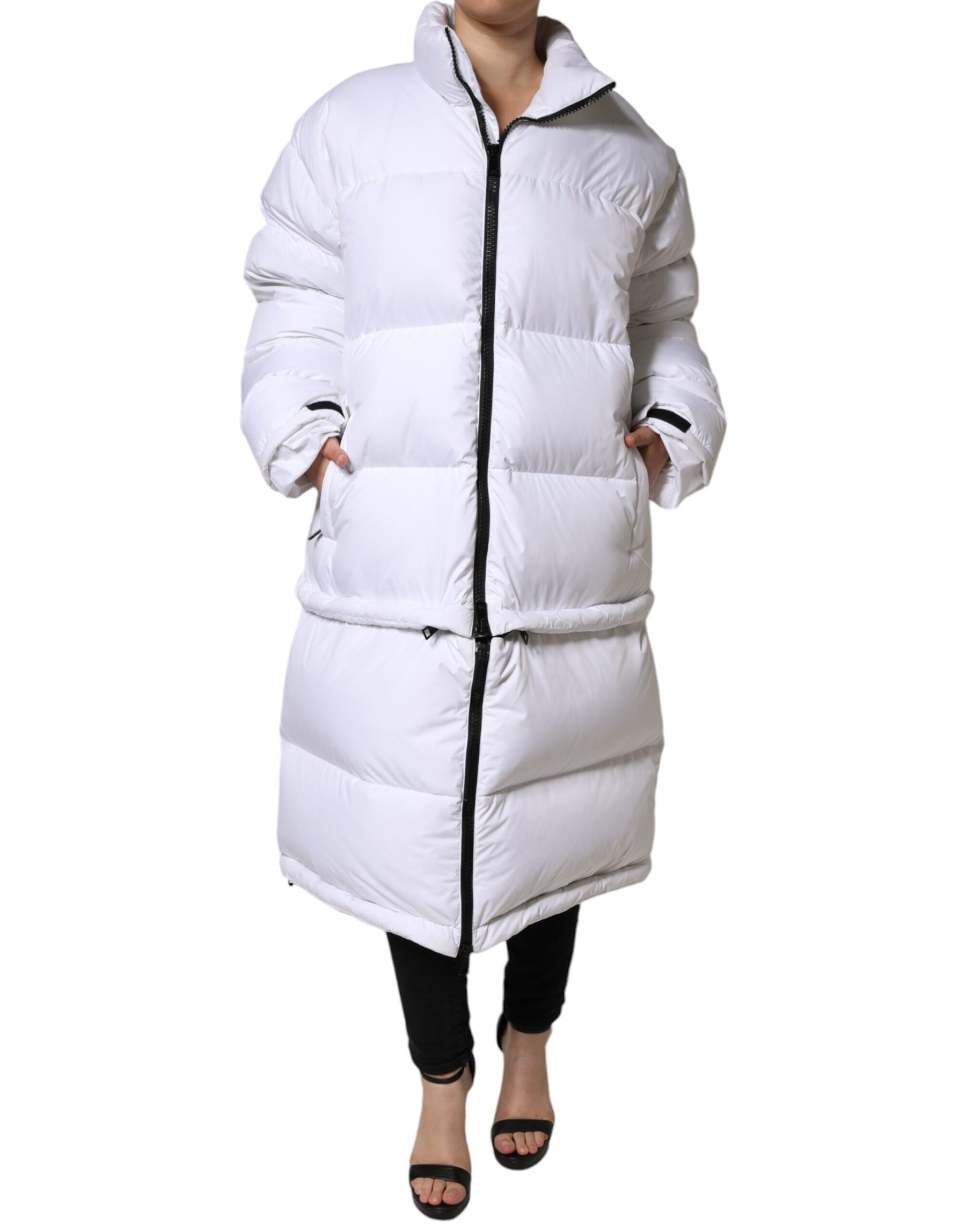Dolce & Gabbana White Puffer Quilted Full Zip Coat Jacket | Regal Royce
