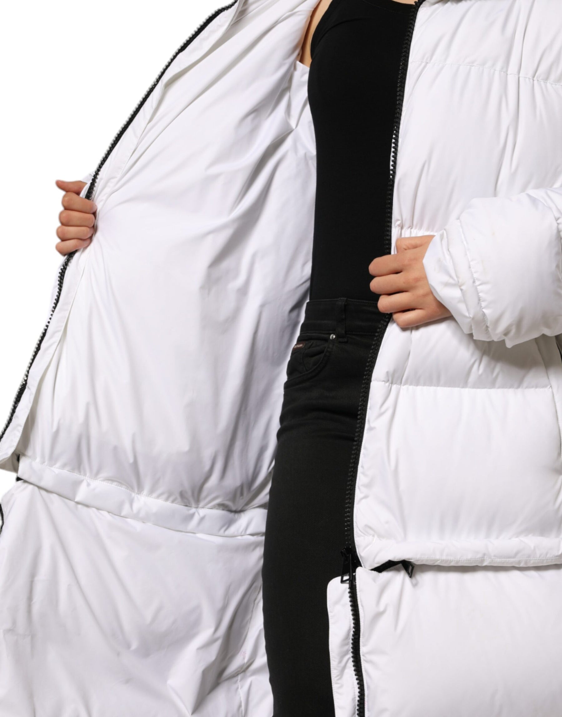 Dolce & Gabbana White Puffer Quilted Full Zip Coat Jacket | Regal Royce