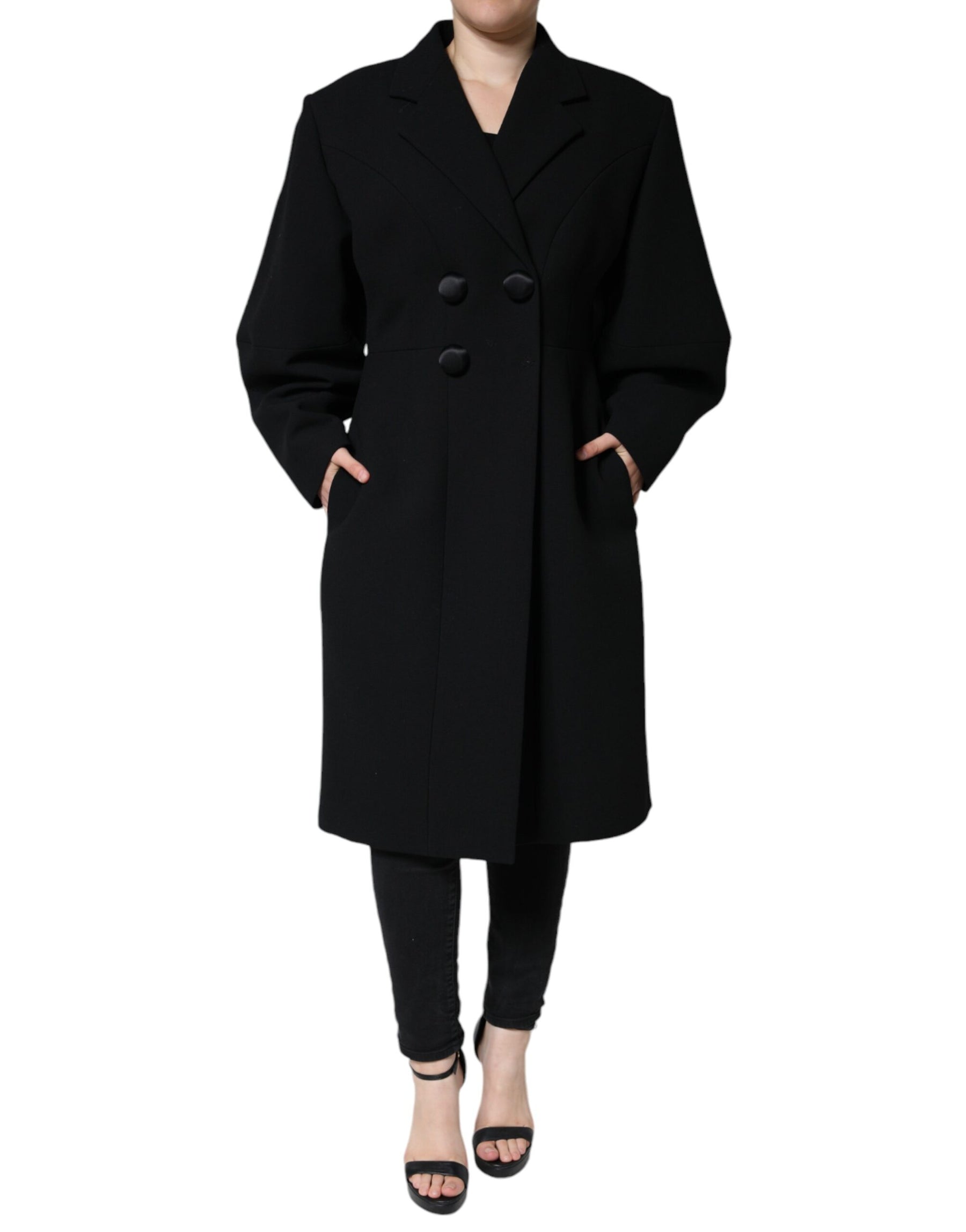Dolce & Gabbana Black Double Breasted Trench Coat Jacket | Regal Royce
