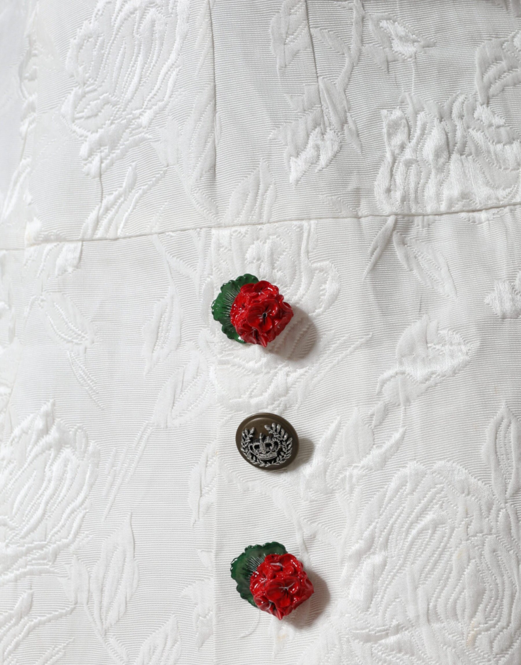 Dolce & Gabbana White Floral Brocade Embellished Mini Skirt | Regal Royce