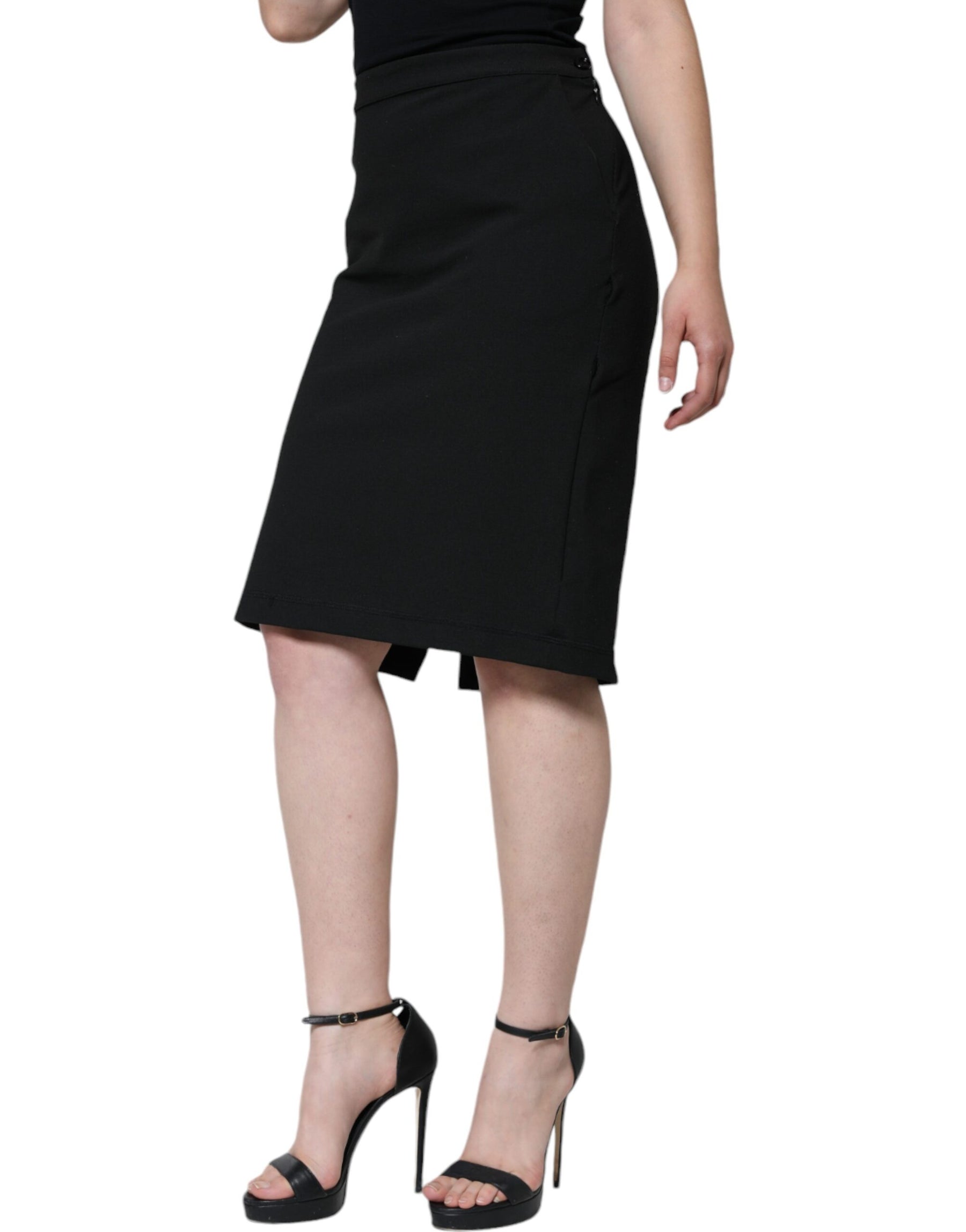 GF Ferre Black Straight Pencil Cut Knee Length Skirt | Regal Royce