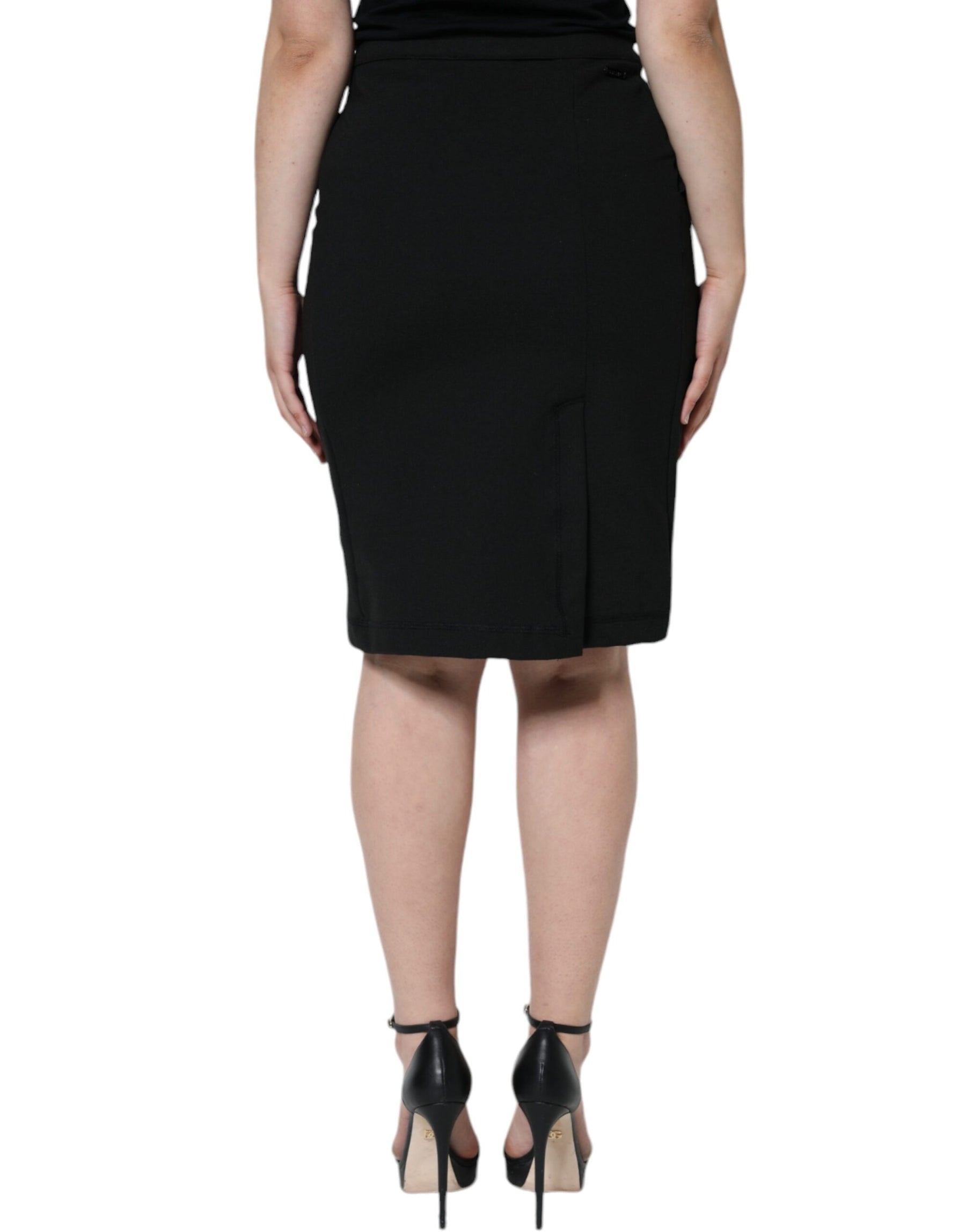 GF Ferre Black Straight Pencil Cut Knee Length Skirt | Regal Royce