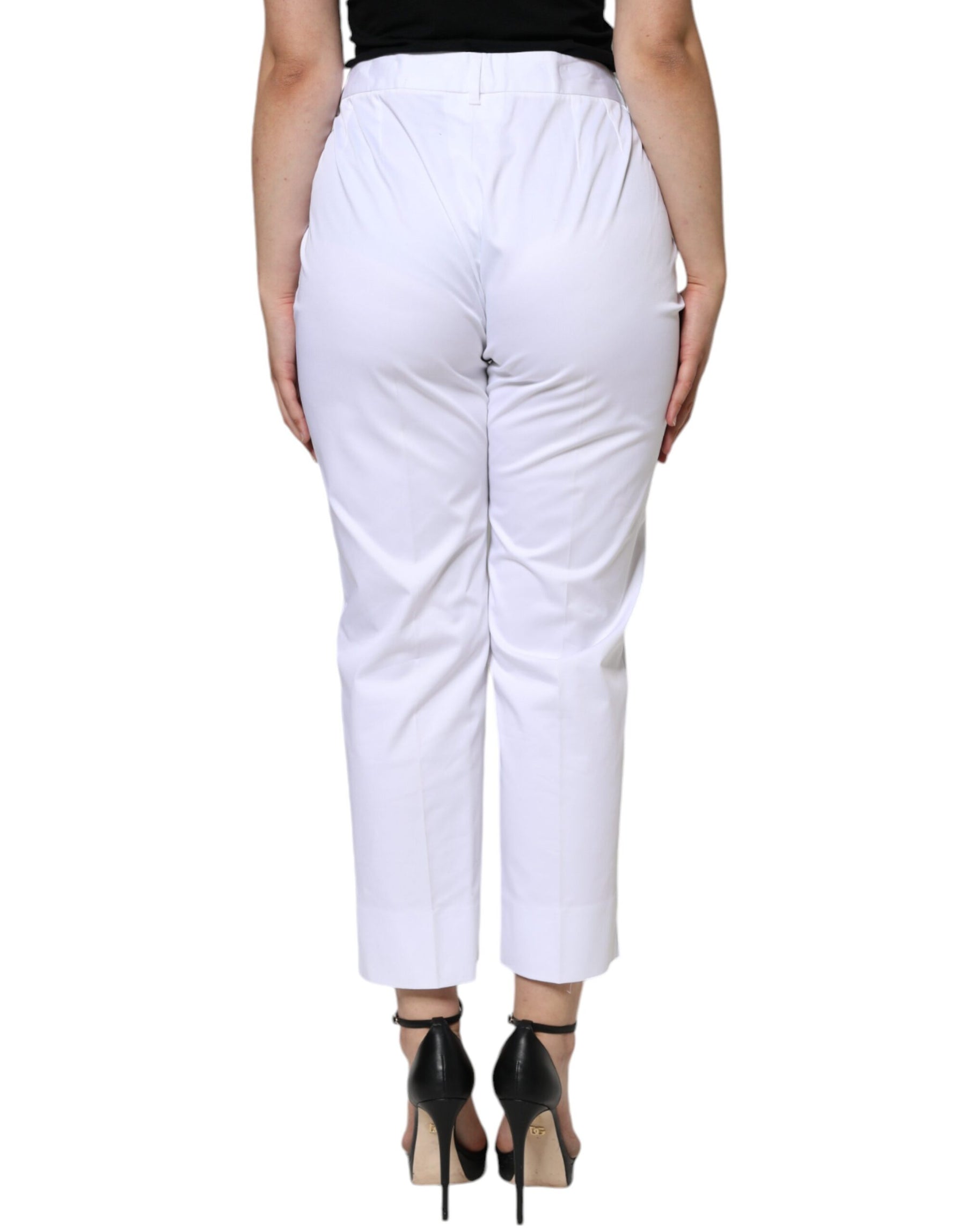 Dolce & Gabbana White Cotton Mid Waist Tapered Denim Jeans | Regal Royce