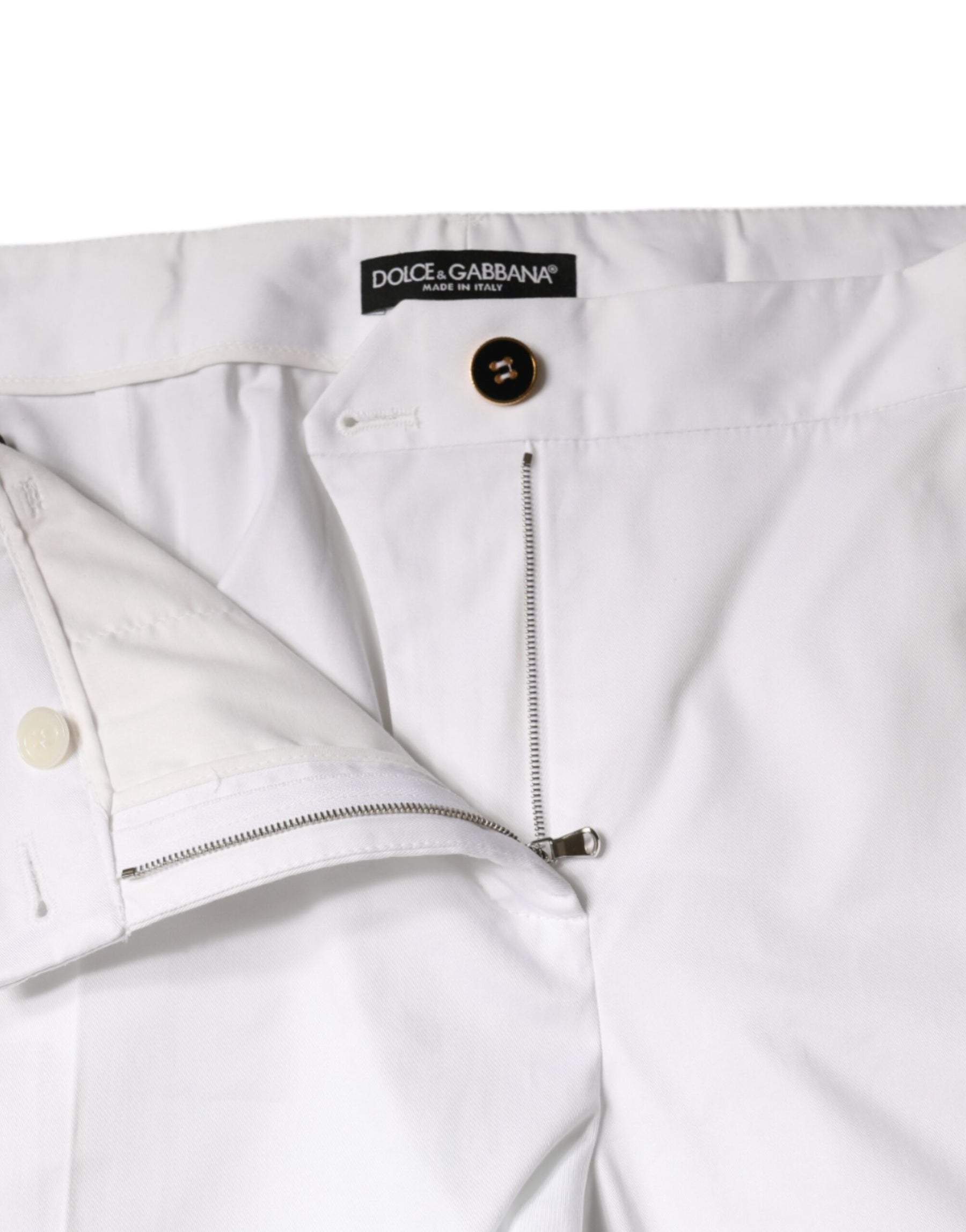 Dolce & Gabbana White Cotton Mid Waist Tapered Denim Jeans | Regal Royce
