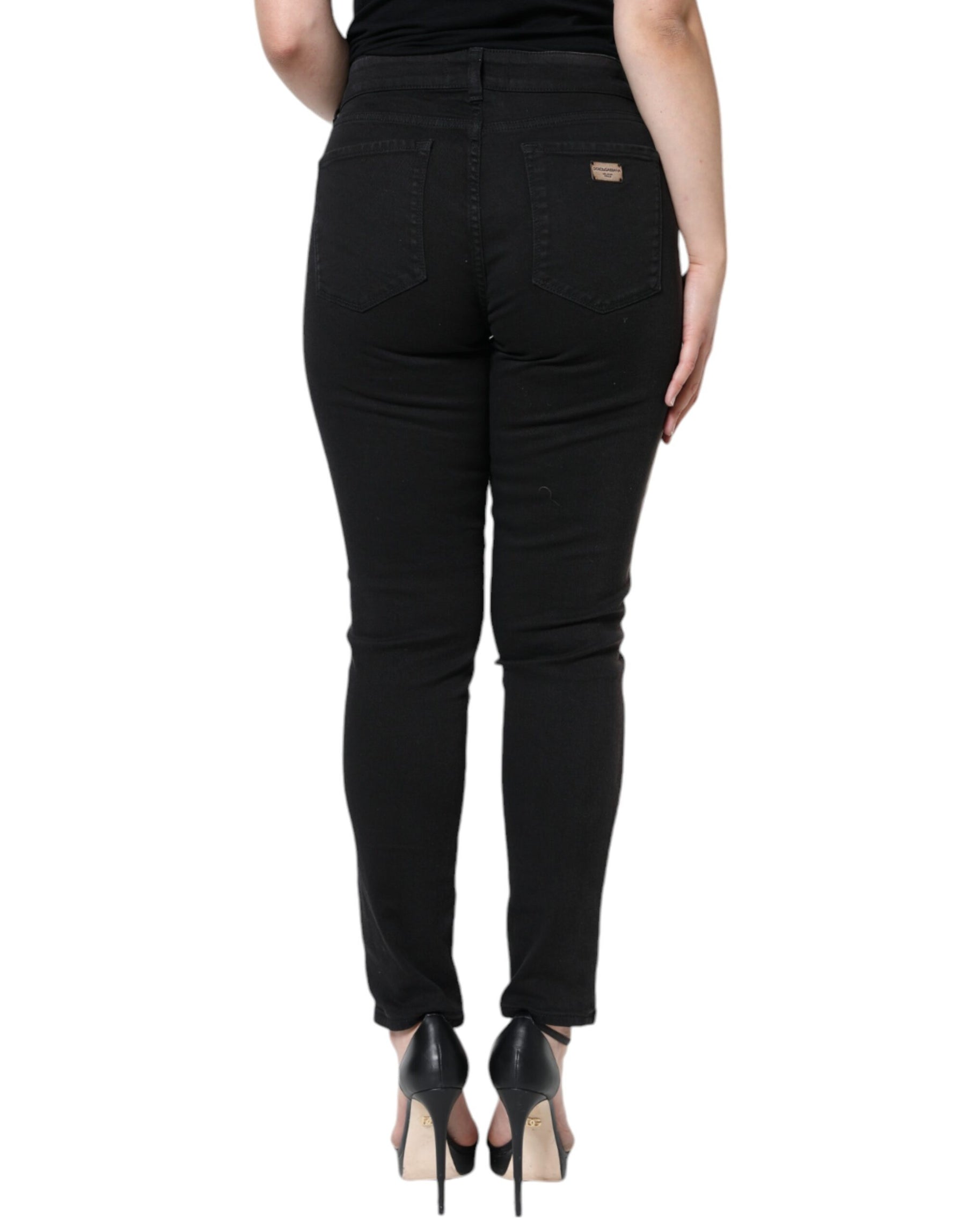 Dolce & Gabbana Black Cotton Stretch Skinny Denim Jeans | Regal Royce
