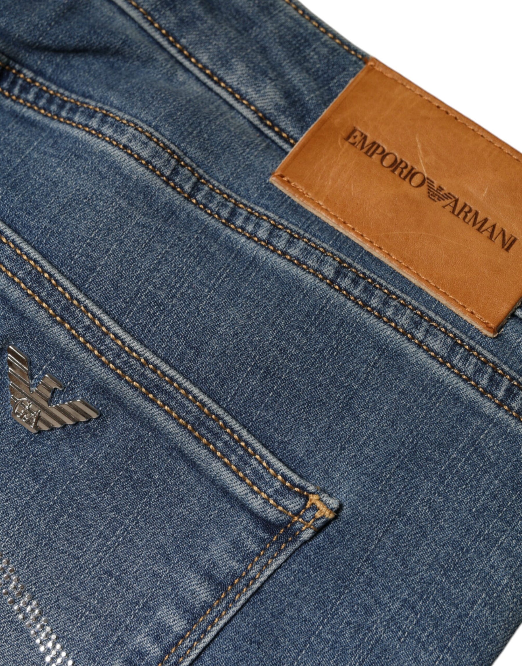 Emporio Armani Blue Washed High Waisted Skinny Women Denim Jeans | Regal Royce