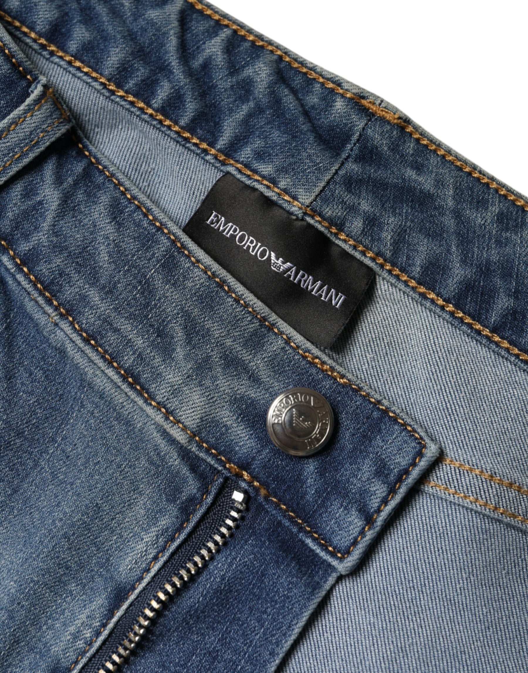 Emporio Armani Blue Washed High Waisted Skinny Women Denim Jeans | Regal Royce