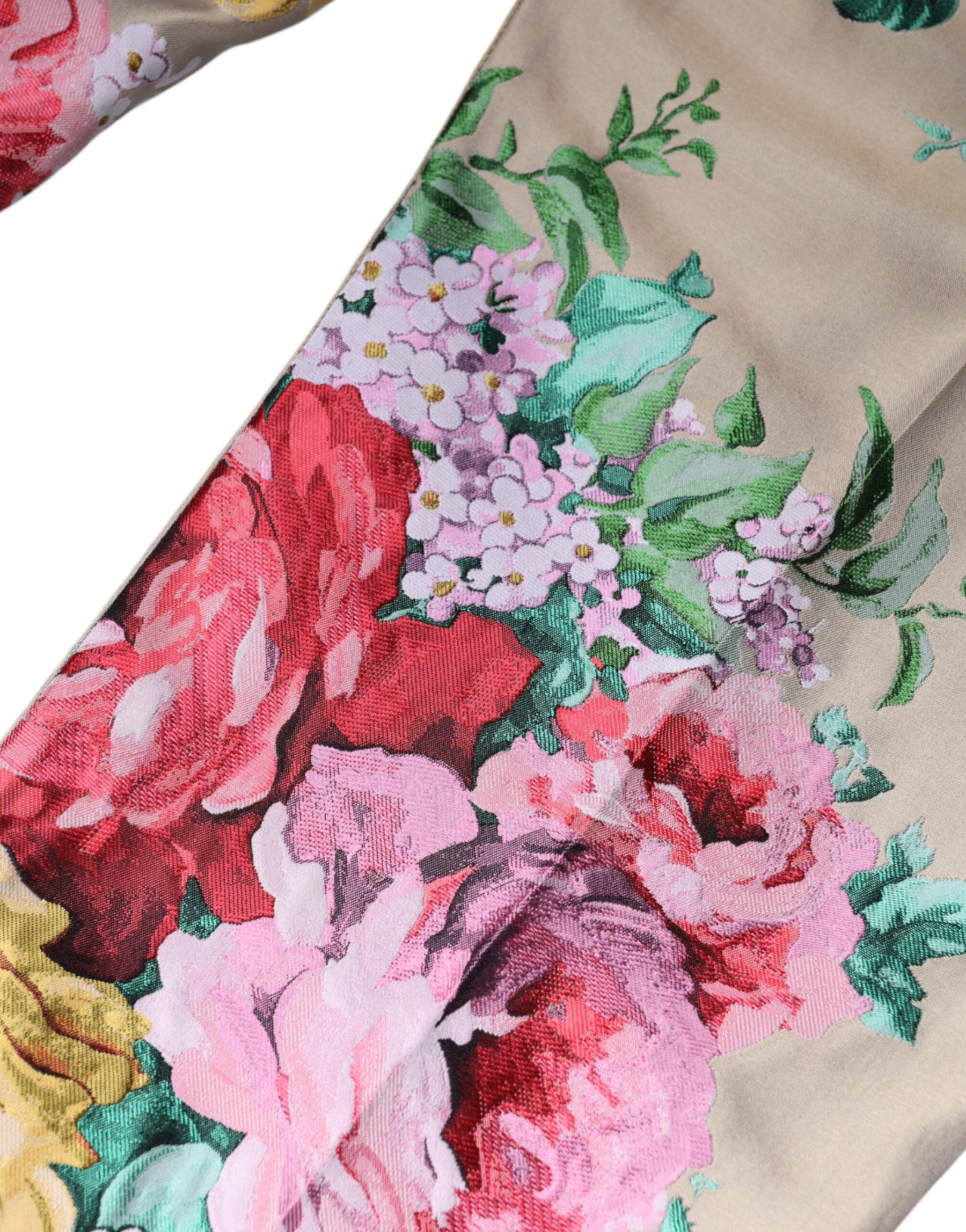 Dolce & Gabbana Beige Floral Jacquard High Waist Tapered Pants | Regal Royce