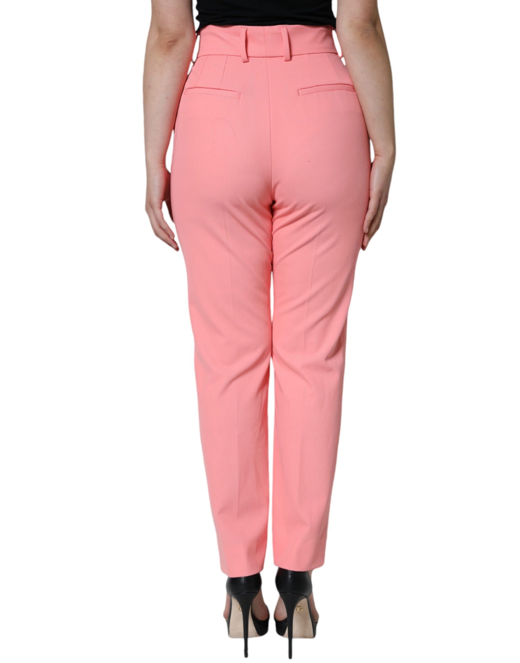 Dolce & Gabbana Rose Pink Polyester High Waist Tapered Pants | Regal Royce