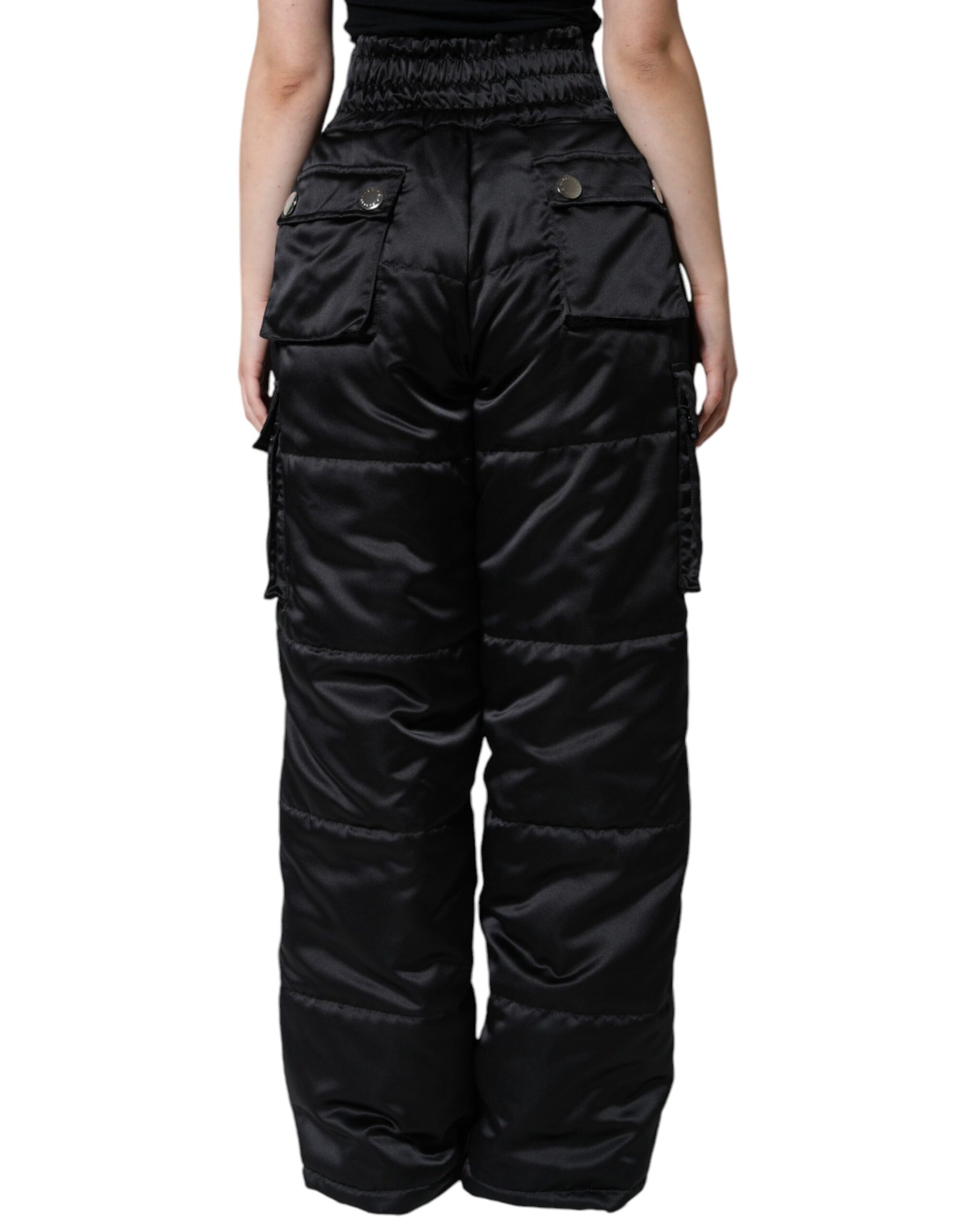 Dolce & Gabbana Black Quilted High Waist Women Boot Cut Pants | Regal Royce