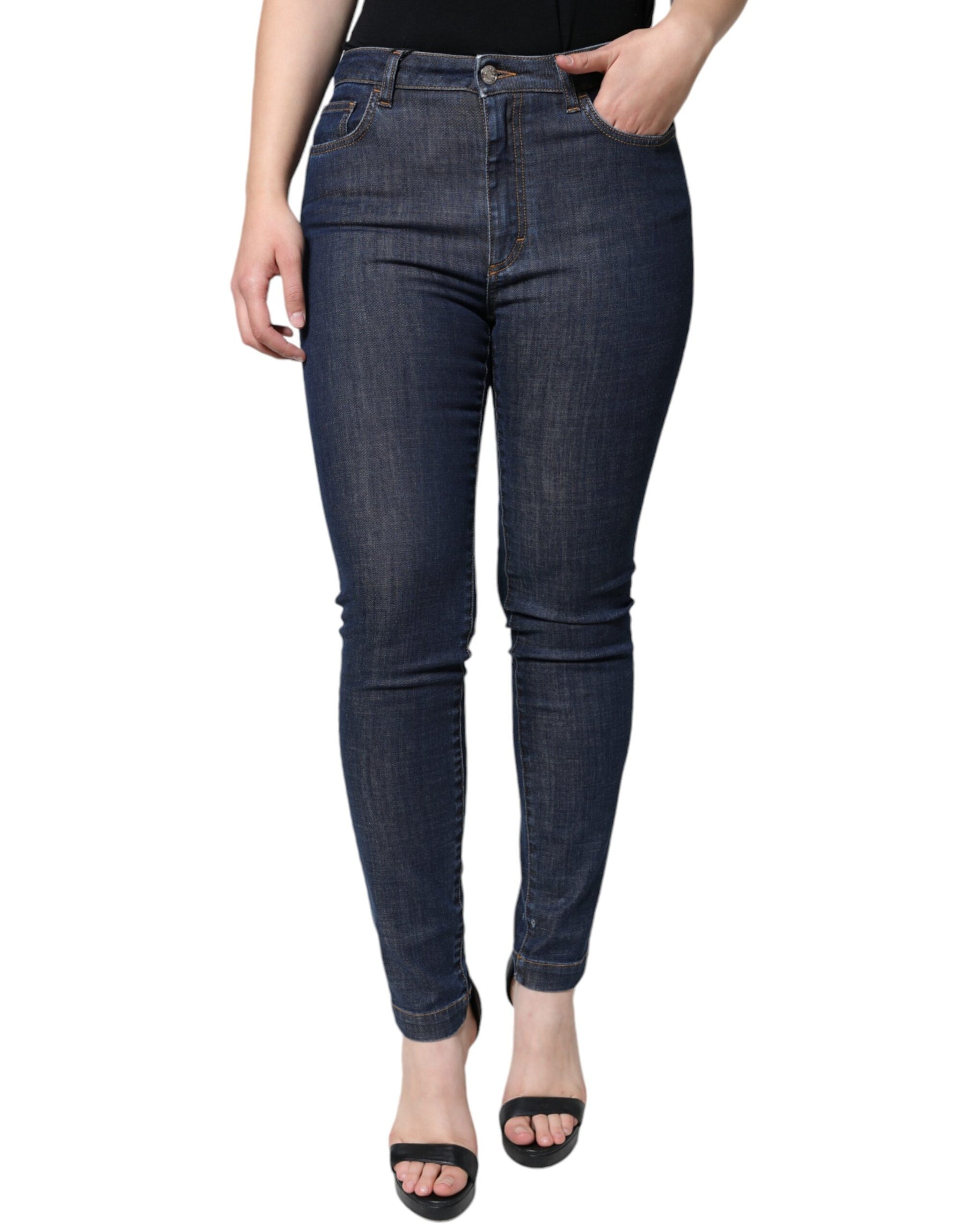 Dolce & Gabbana Dark Blue QUEEN Cotton Skinny Denim Jeans | Regal Royce