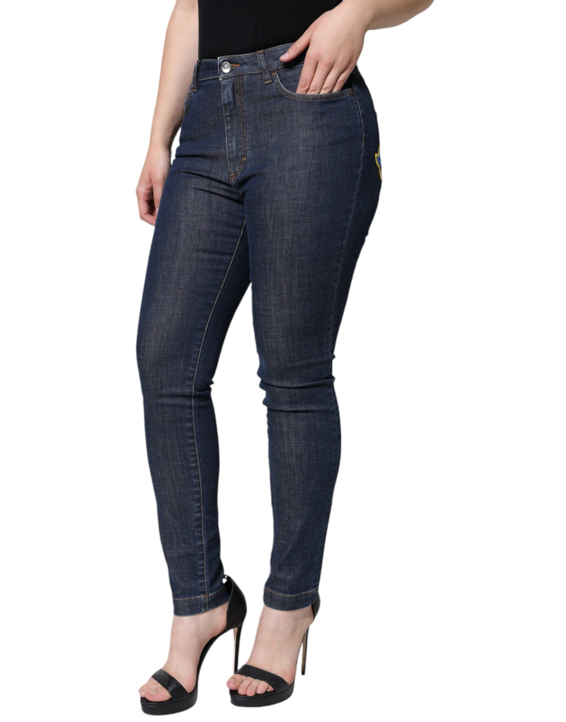 Dolce & Gabbana Dark Blue QUEEN Cotton Skinny Denim Jeans | Regal Royce