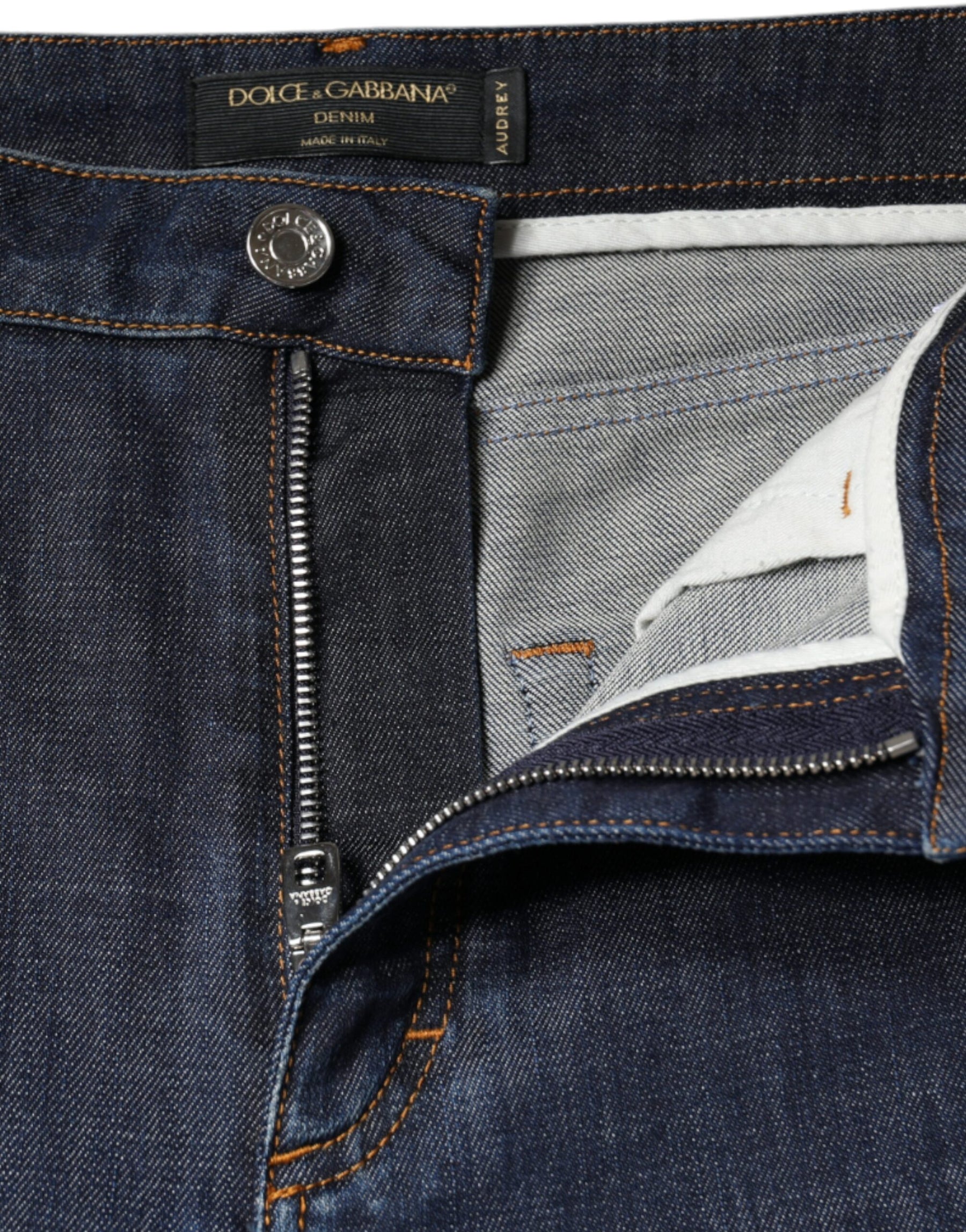 Dolce & Gabbana Dark Blue QUEEN Cotton Skinny Denim Jeans | Regal Royce