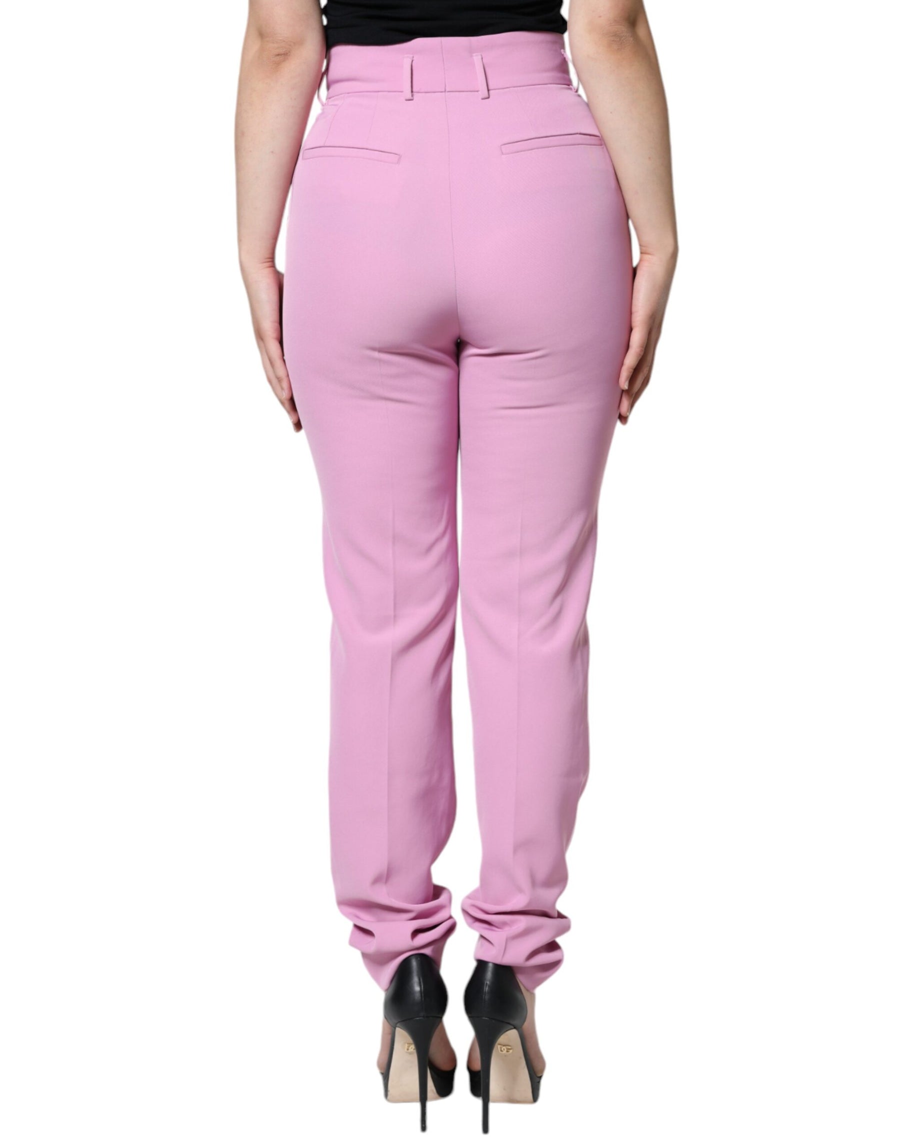 Dolce & Gabbana Pink Polyester High Waist Women Tapered Pants | Regal Royce