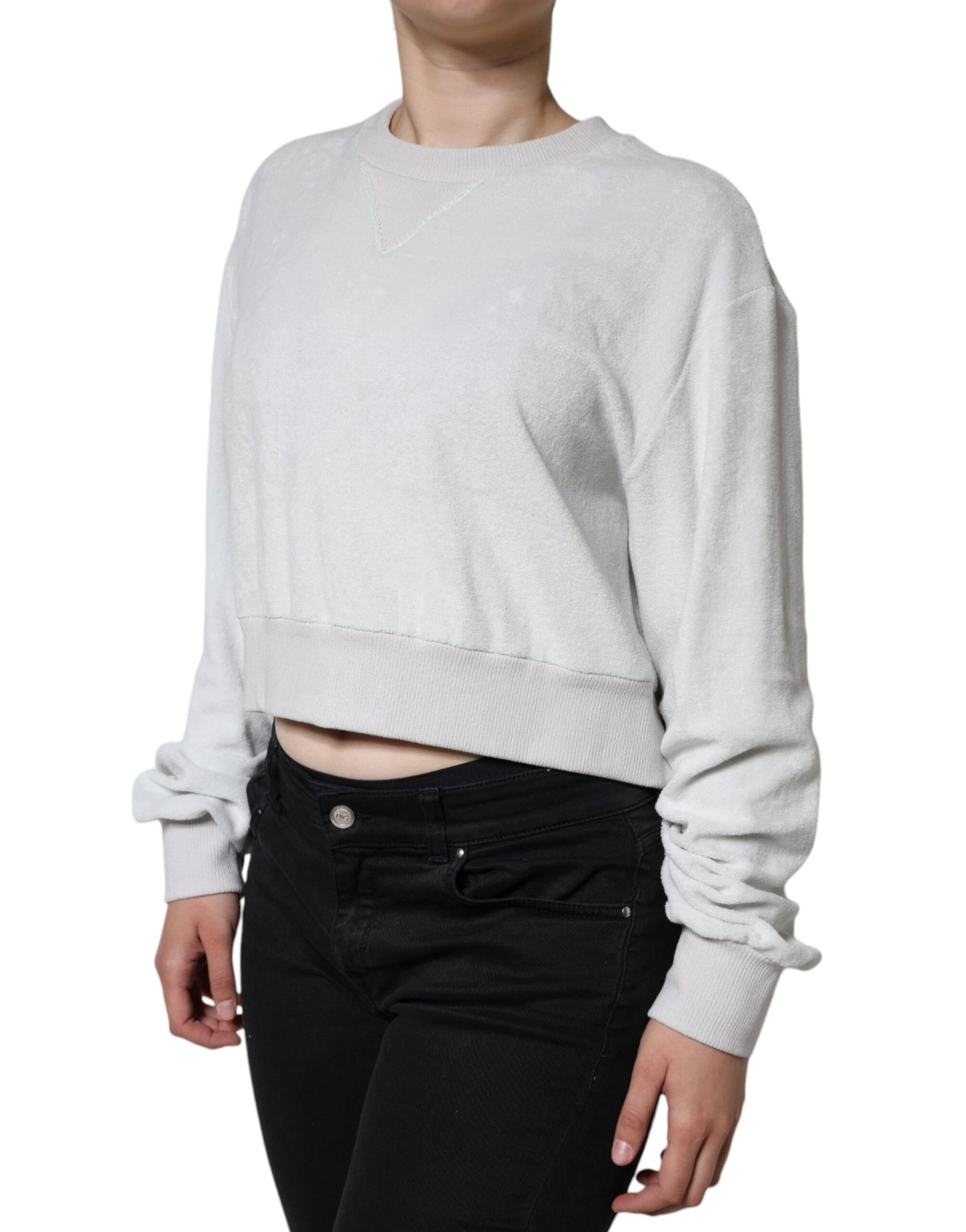 Dolce & Gabbana White Nylon Stretch Crew Neck Pullover Sweater | Regal Royce