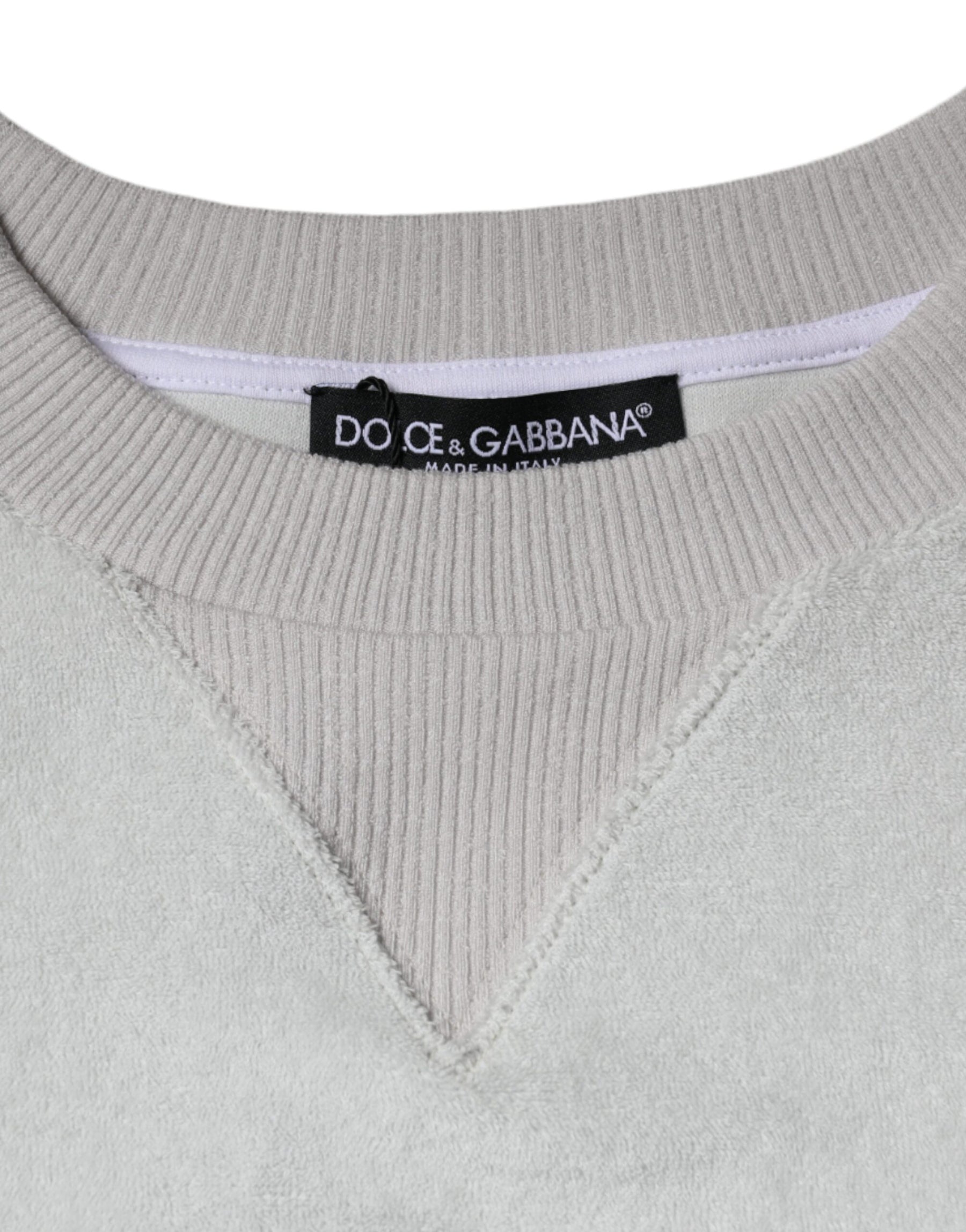 Dolce & Gabbana White Nylon Stretch Crew Neck Pullover Sweater | Regal Royce