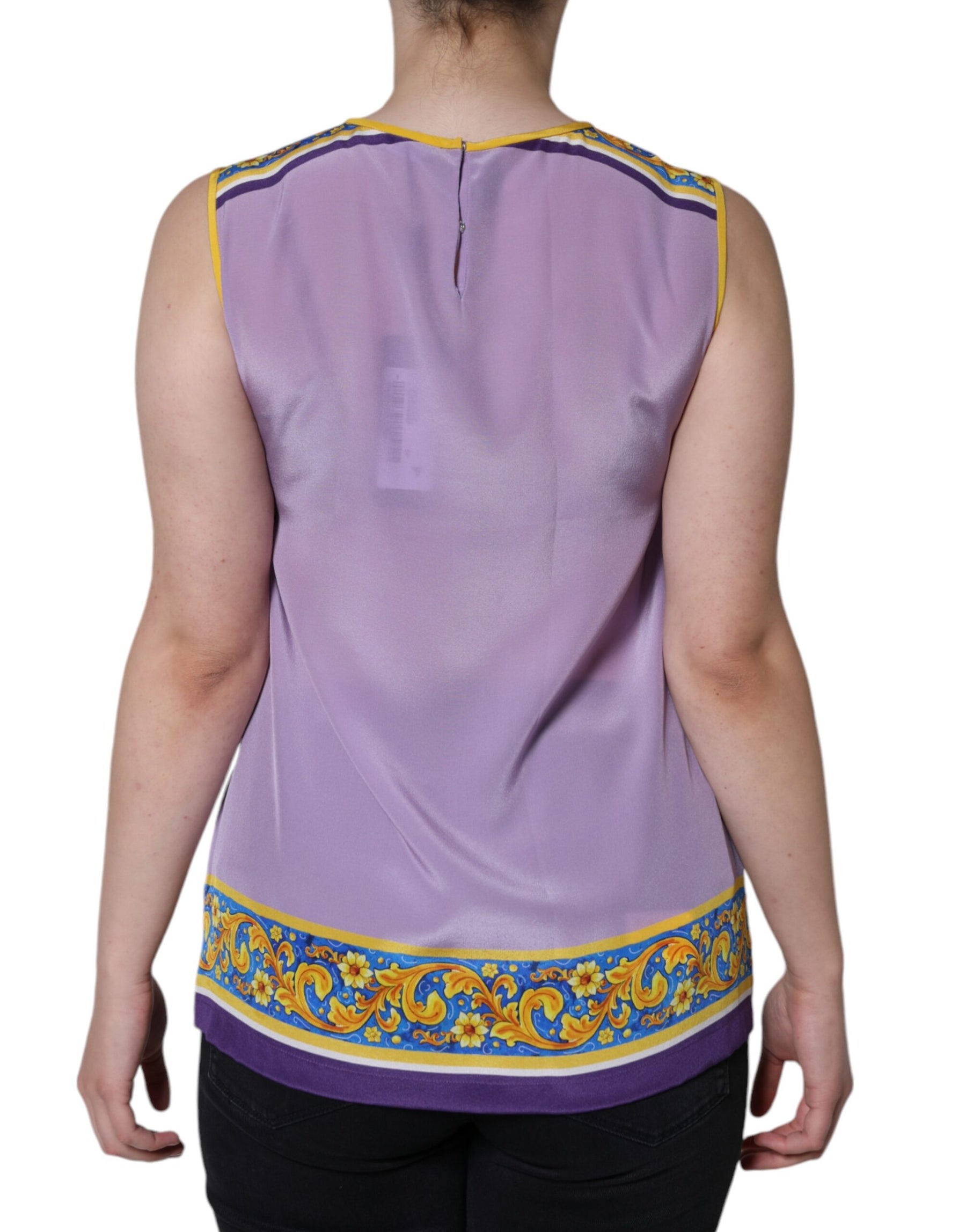 Dolce & Gabbana Purple Silk Caponata Siciliana Print Tank Top | Regal Royce