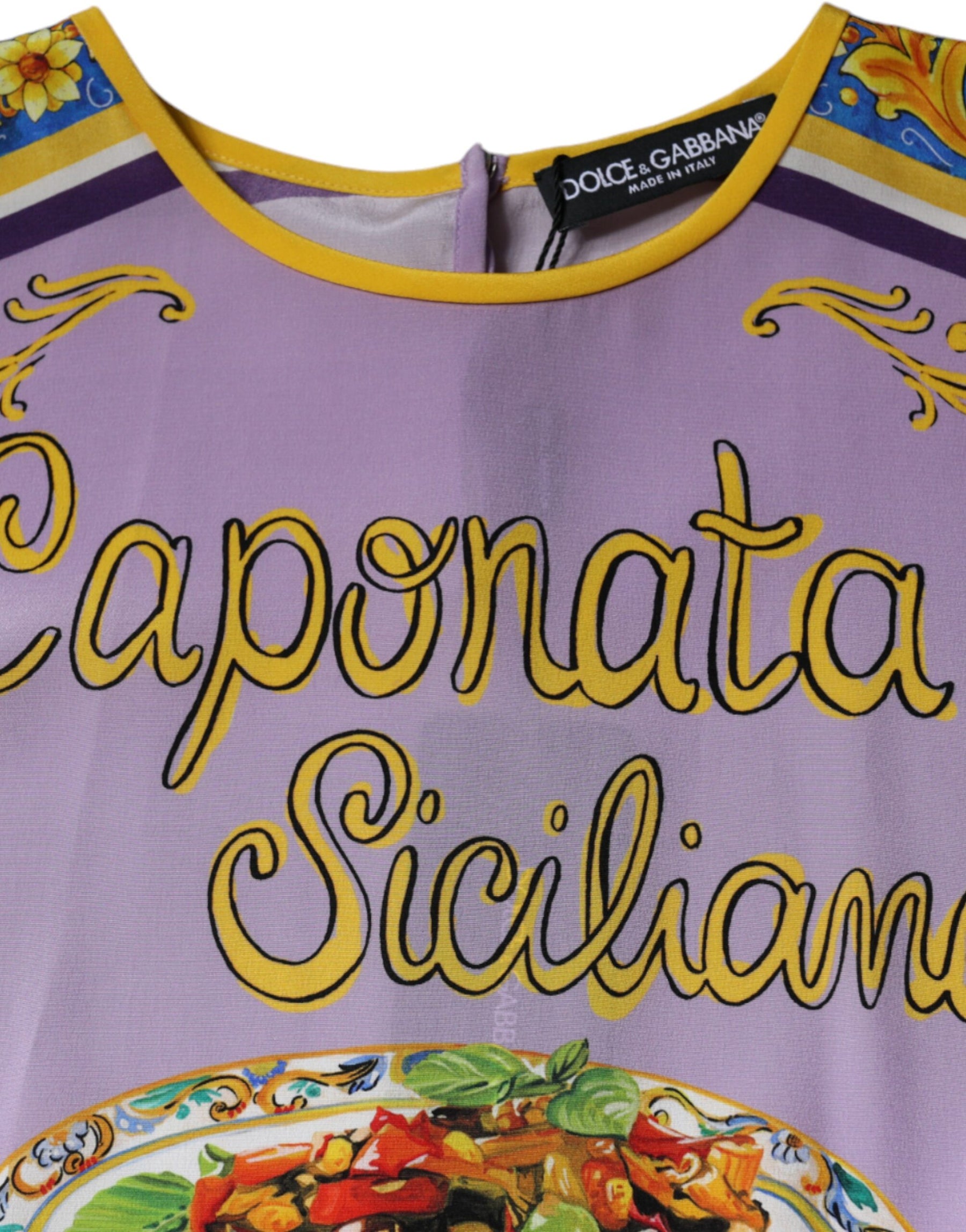 Dolce & Gabbana Purple Silk Caponata Siciliana Print Tank Top | Regal Royce