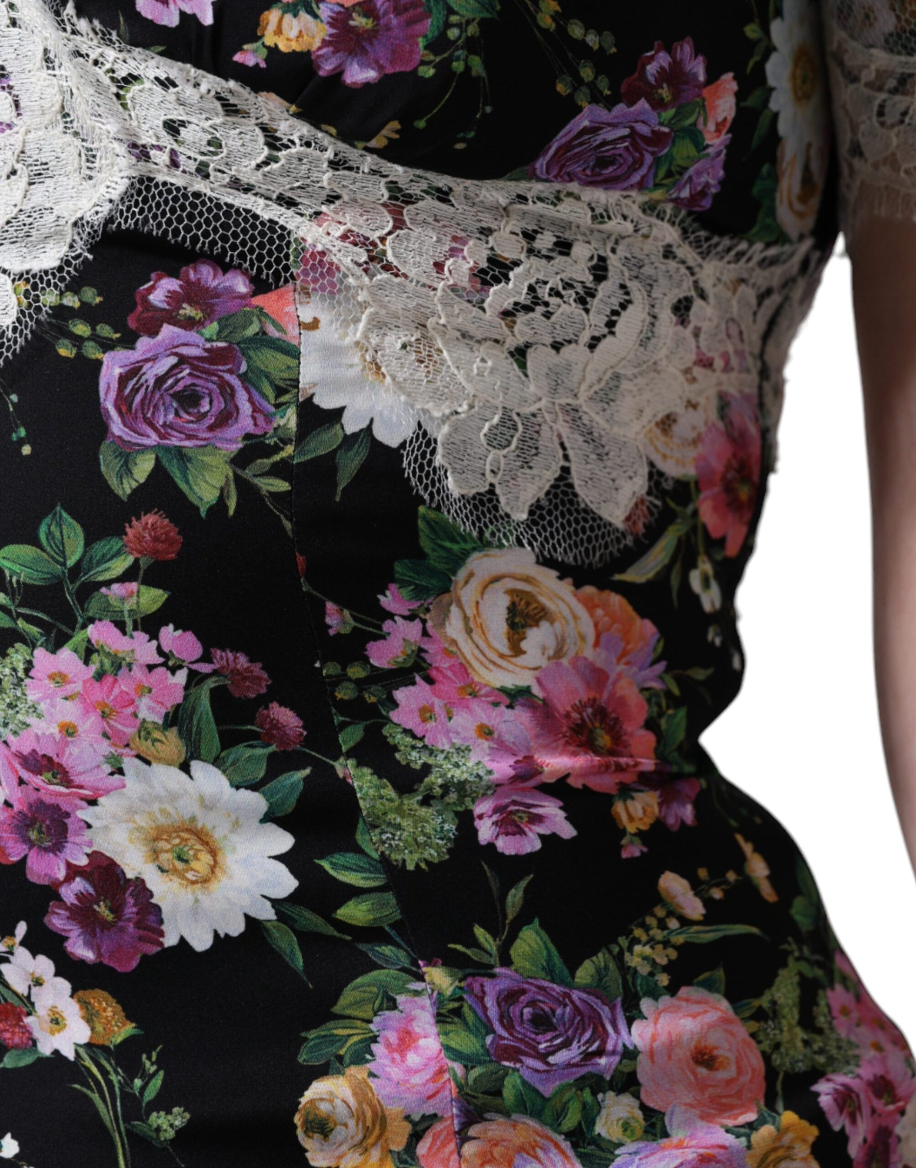 Dolce & Gabbana Black Floral Lace Short Sleeves Blouse Top | Regal Royce