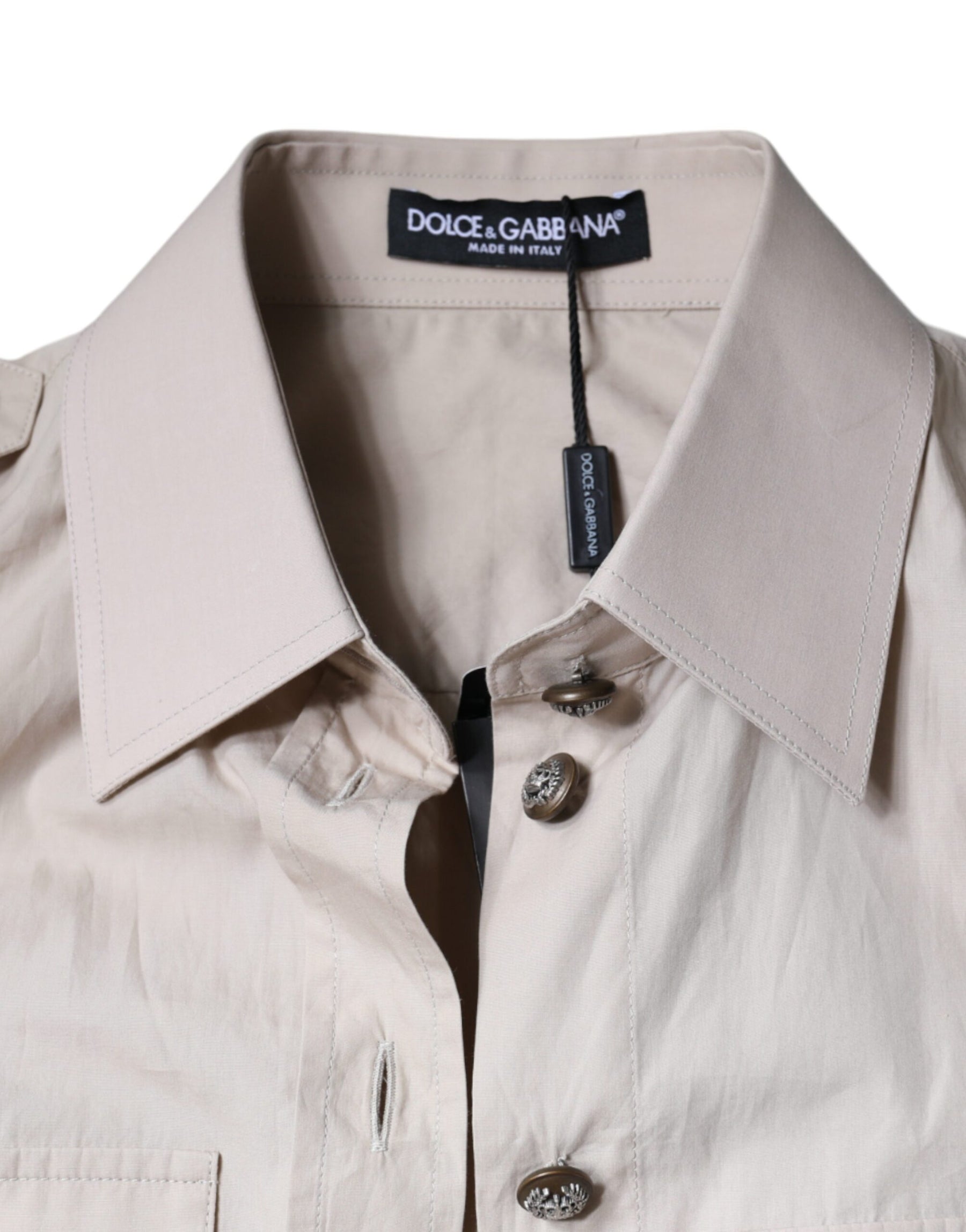 Dolce & Gabbana Beige Cotton Collared Button Down Shirt Top | Regal Royce