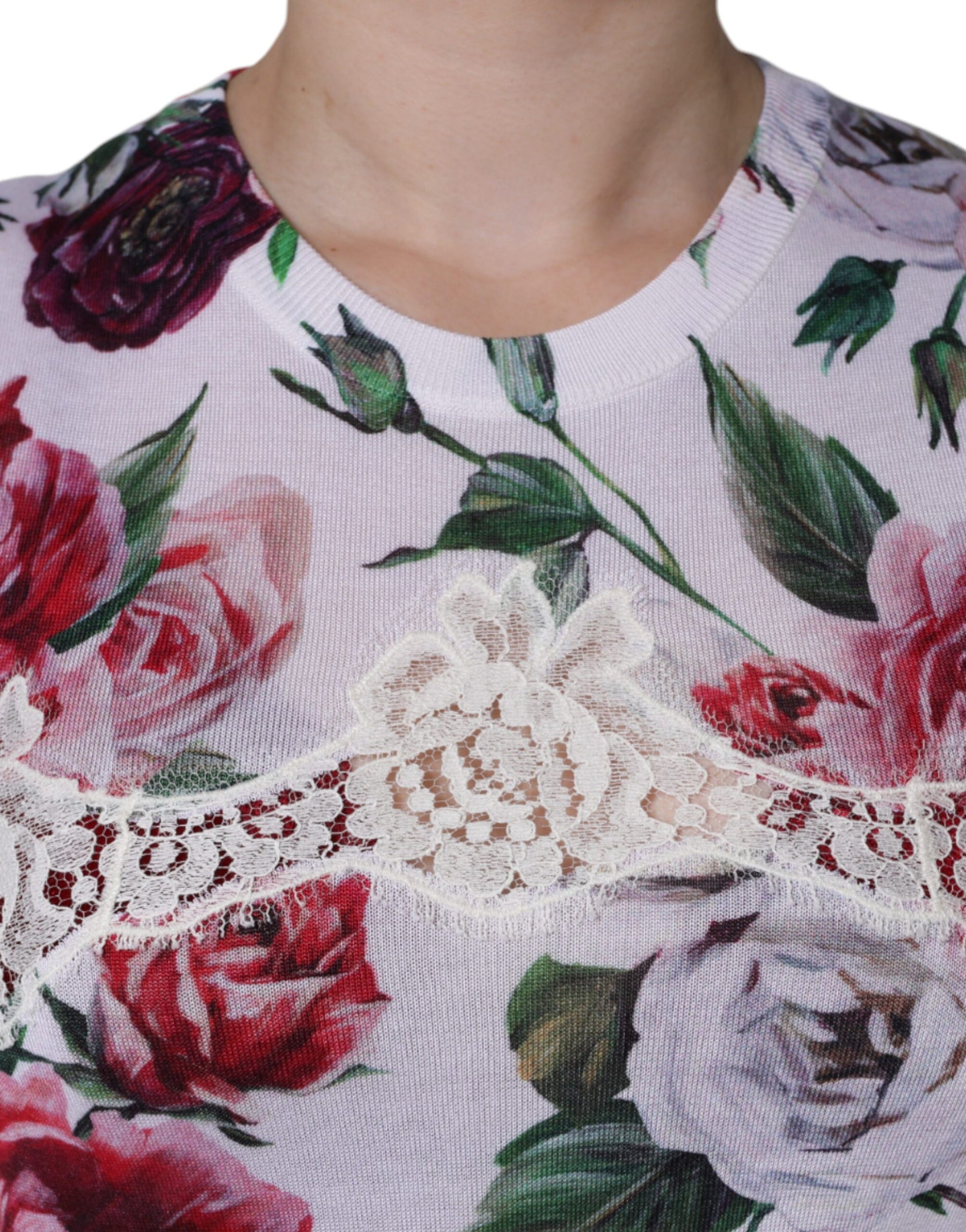 Dolce & Gabbana White Floral Lace Silk Sleeveless Tank Top | Regal Royce