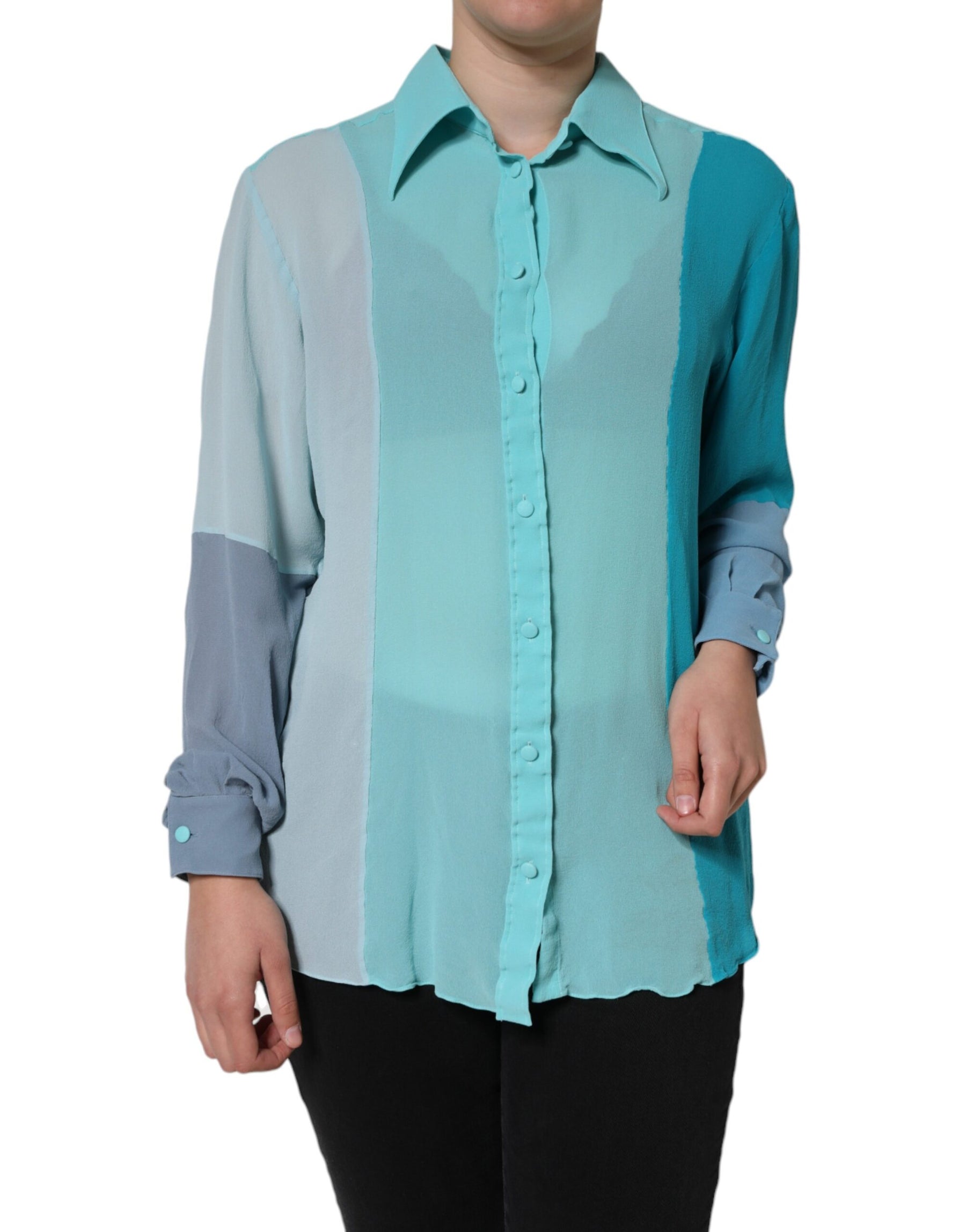 Dolce & Gabbana Multicolor Long Sleeve Button Blouse Top | Regal Royce