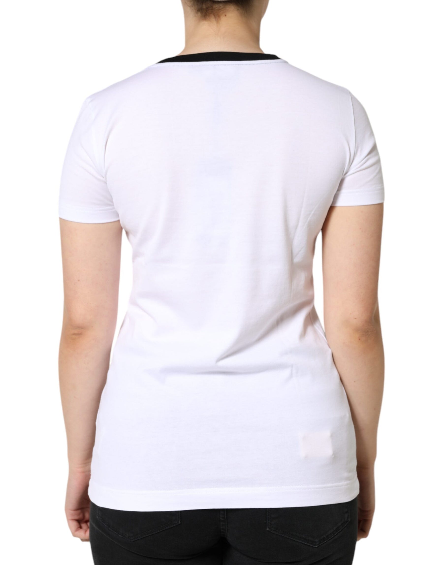 Dolce & Gabbana White Eleganza Print Cotton Short Sleeves T-shirt | Regal Royce