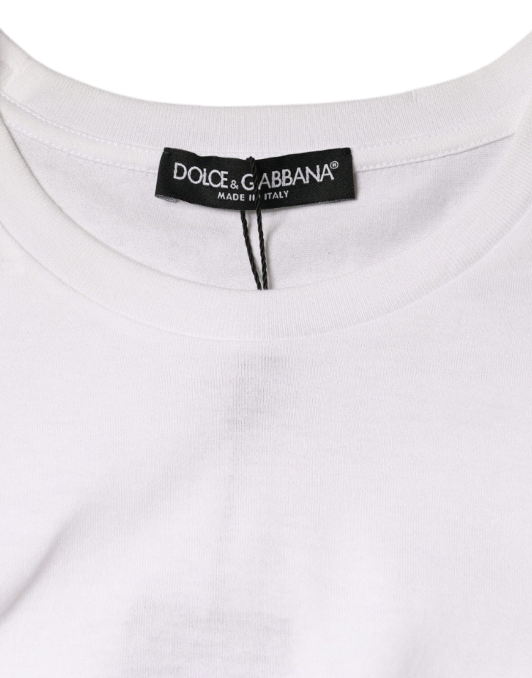 Dolce & Gabbana White Cotton Sleeveless Crew Neck T-shirt | Regal Royce