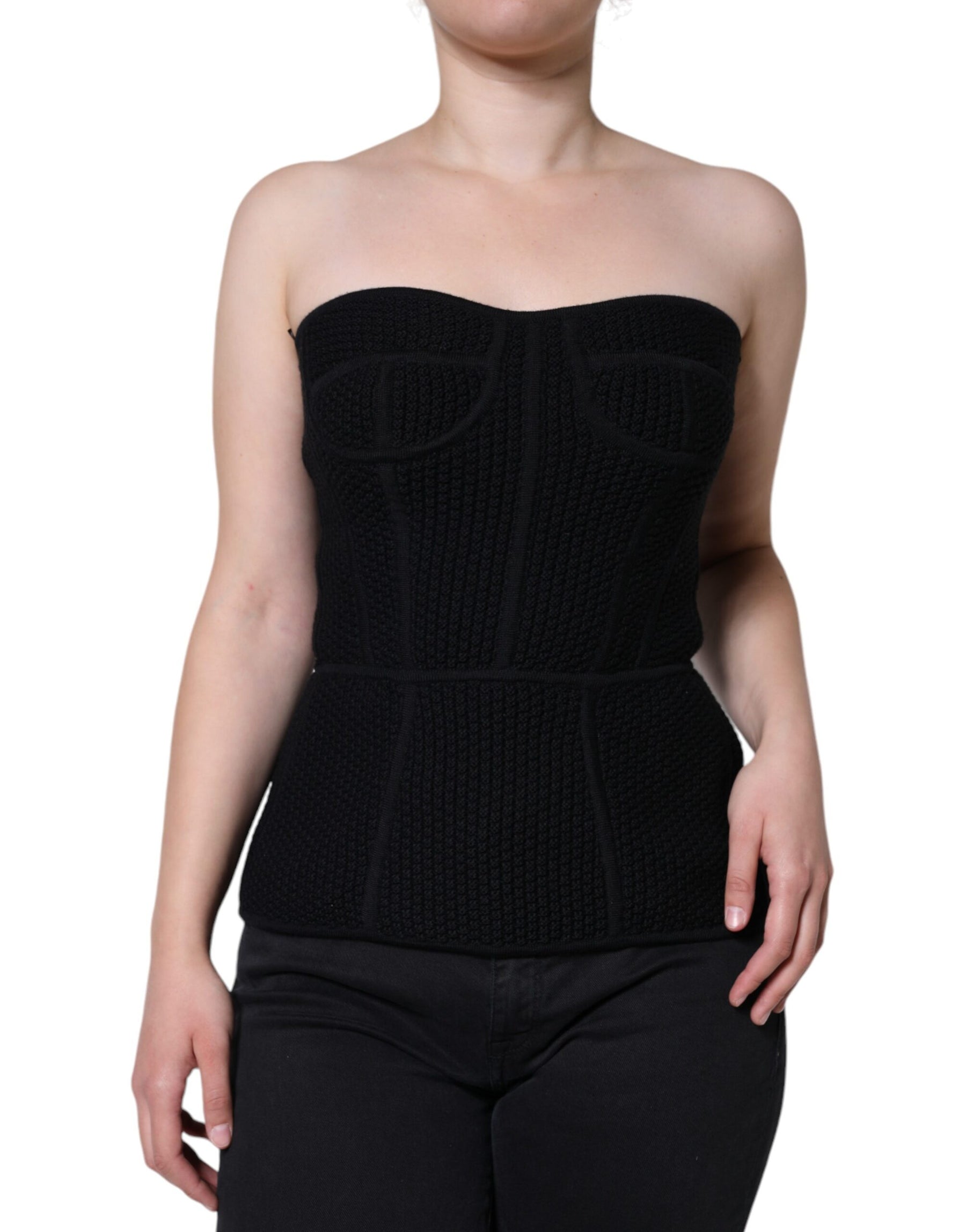 Dolce & Gabbana Black Bustier Sleeveless Corset Blouse Top | Regal Royce