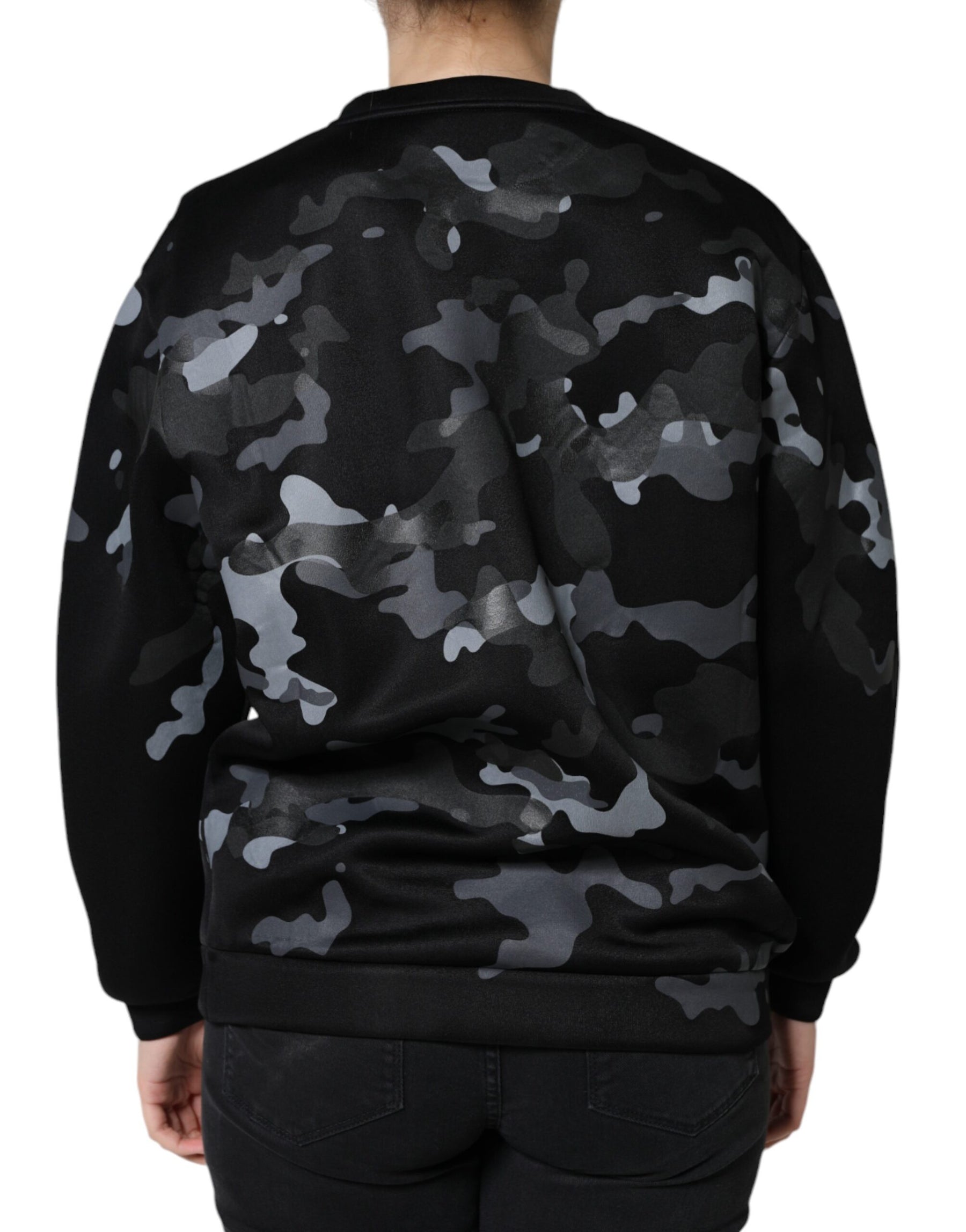 Dolce & Gabbana Black Camouflage Round Neck Sweatshirt Sweater | Regal Royce