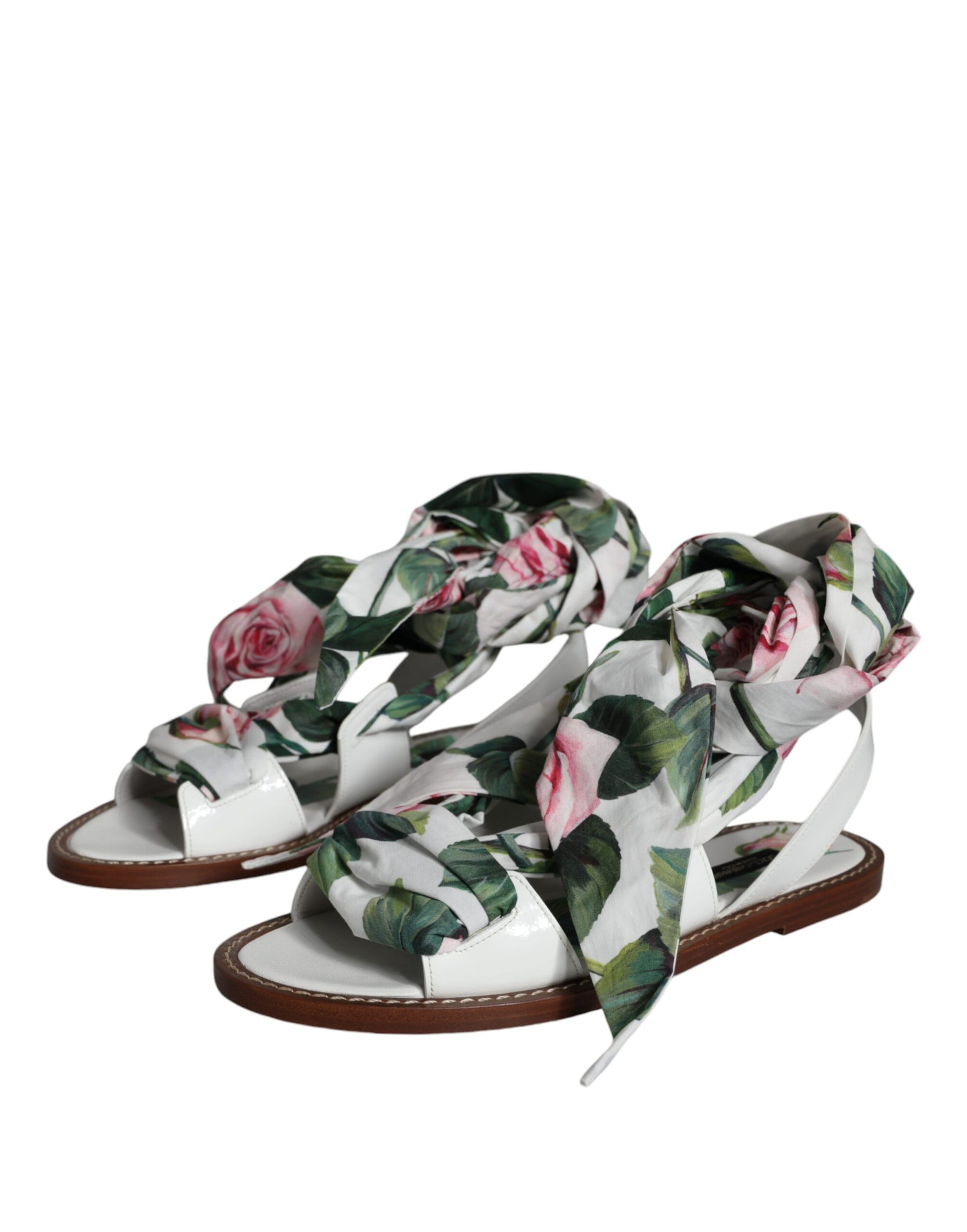 Dolce & Gabbana Multicolor Floral Print Ankle Wrap Sandals Shoes | Regal Royce