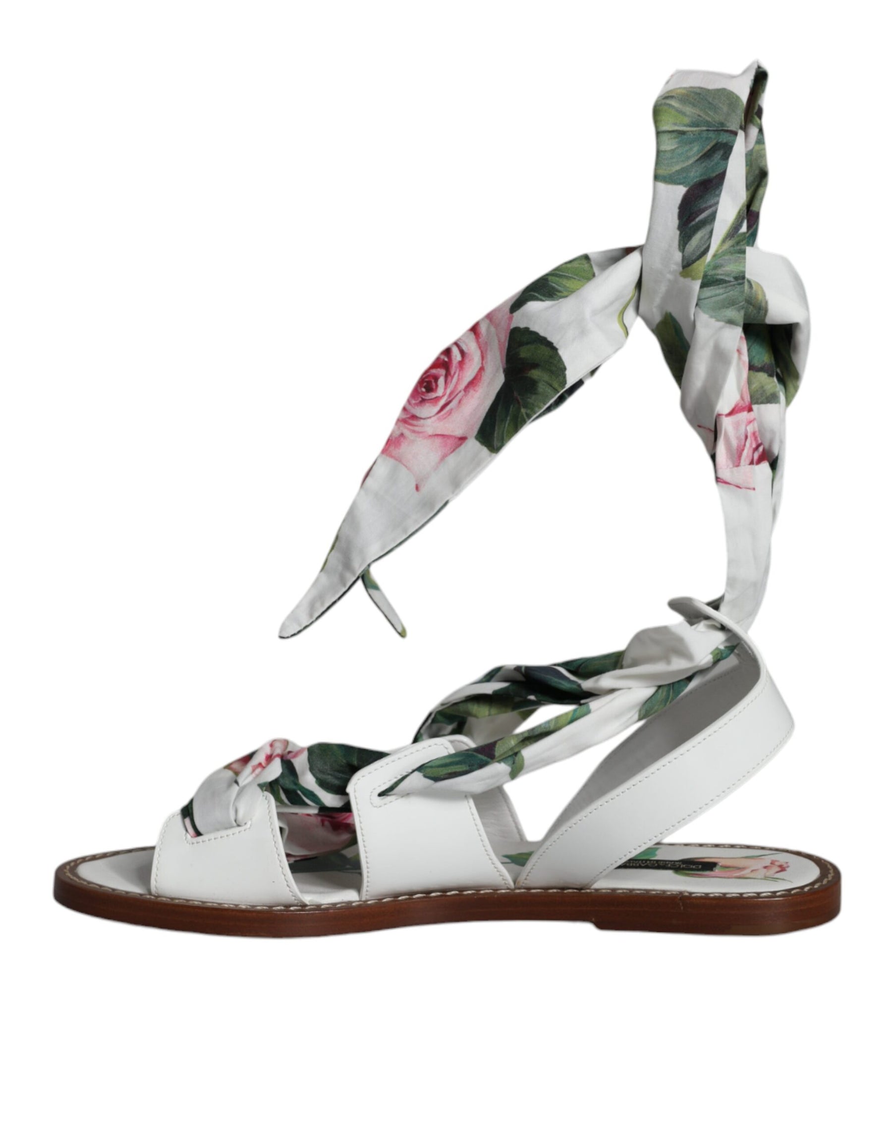 Dolce & Gabbana Multicolor Floral Print Ankle Wrap Sandals Shoes | Regal Royce