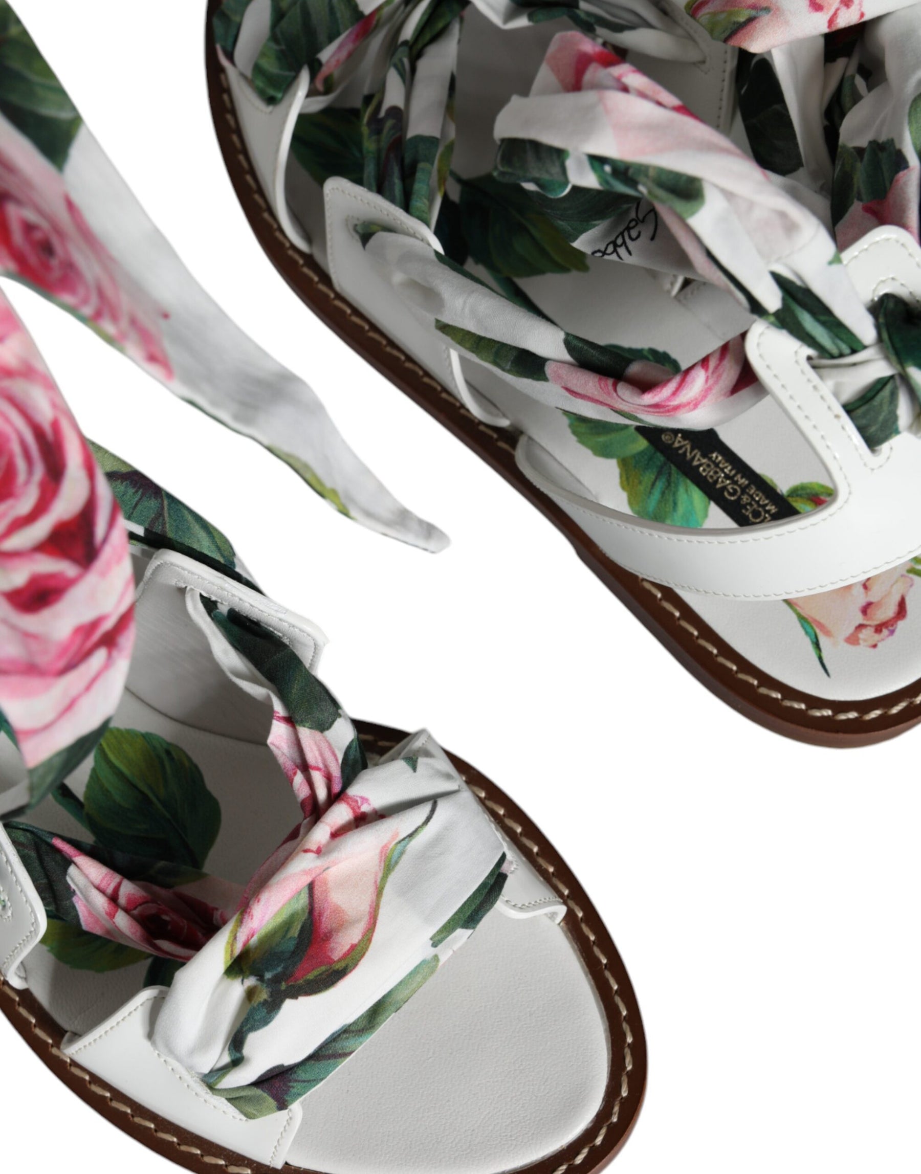 Dolce & Gabbana Multicolor Floral Print Ankle Wrap Sandals Shoes | Regal Royce