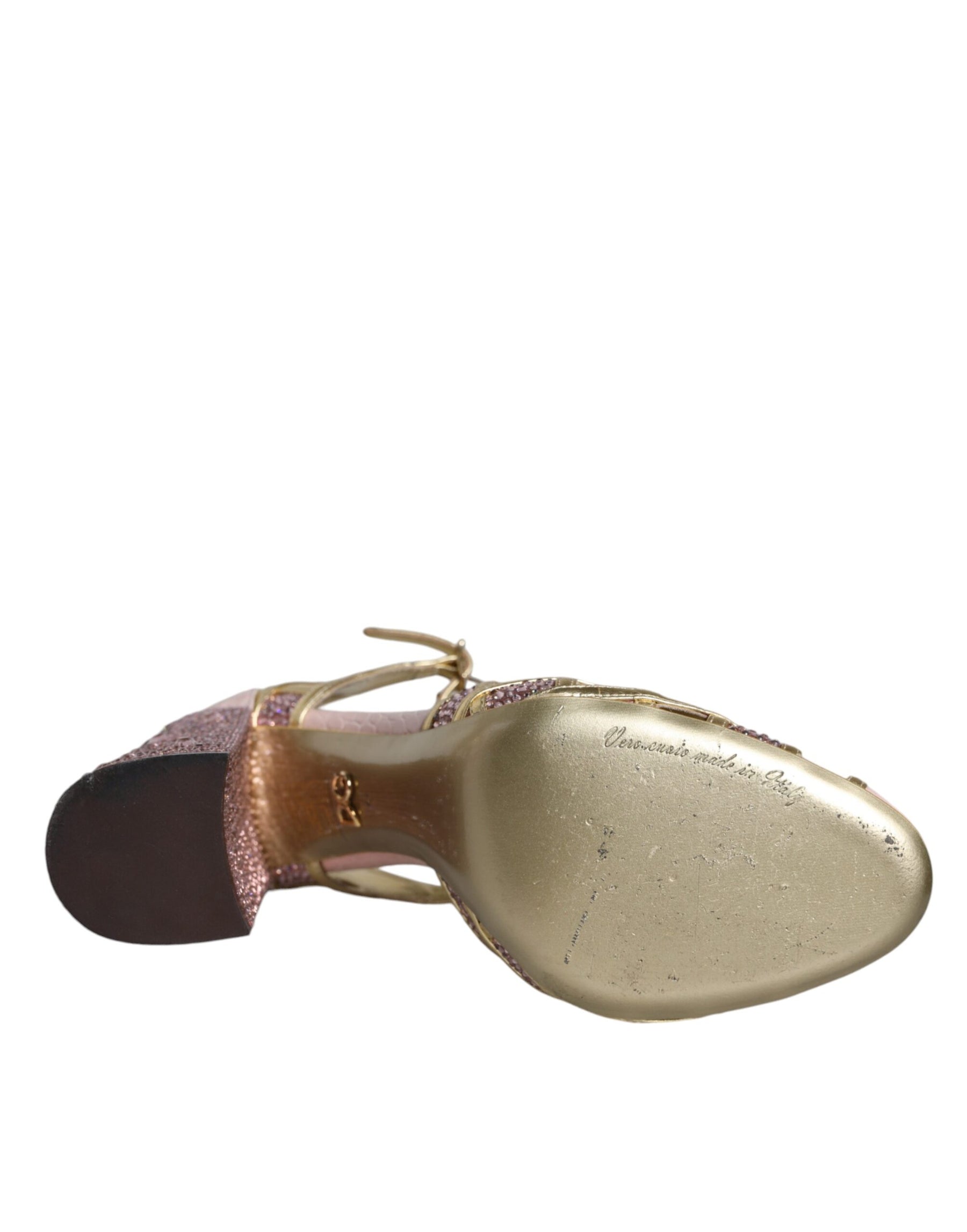 Dolce & Gabbana Pink Strass Crystals T-strap Sandals Shoes | Regal Royce