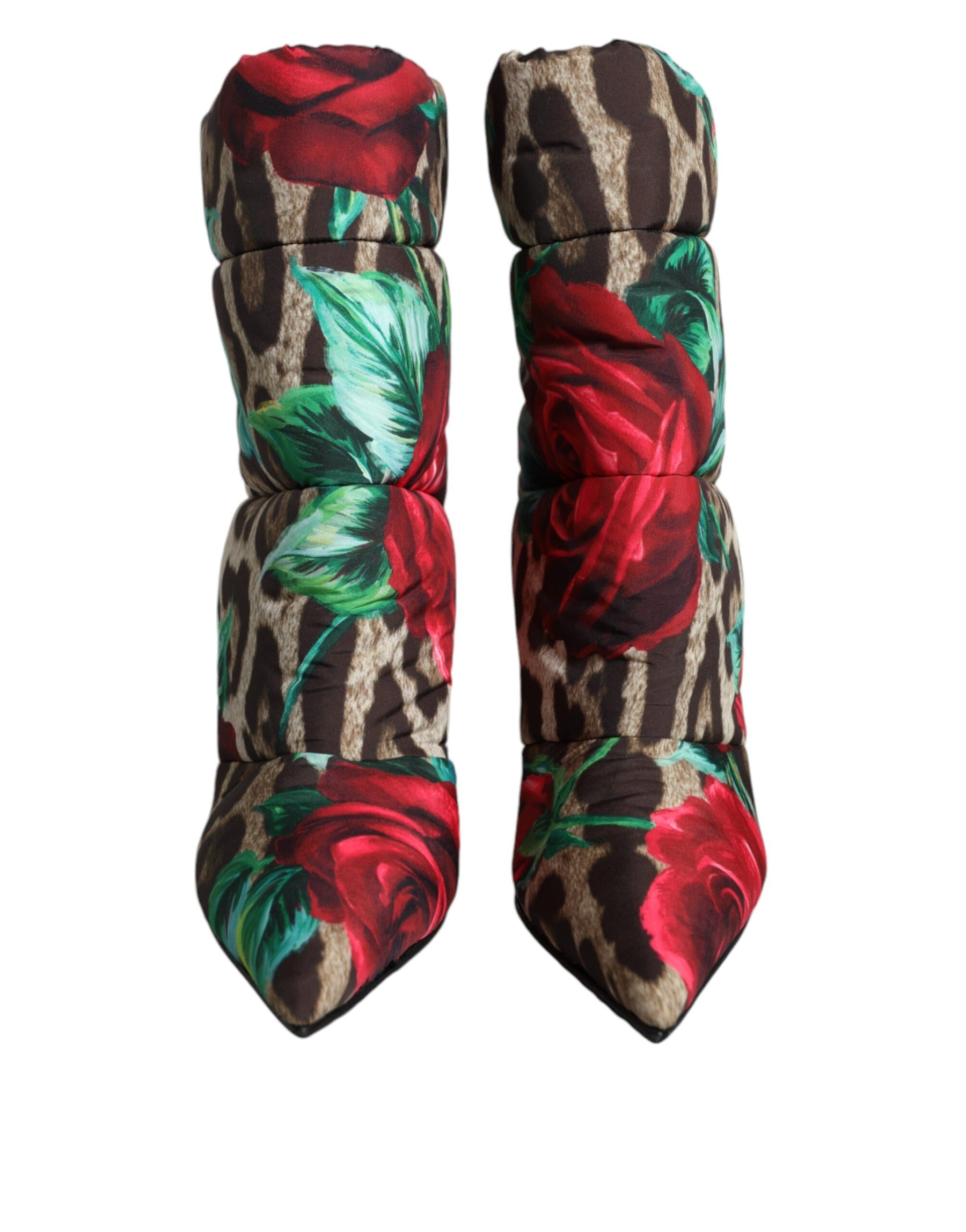 Dolce & Gabbana Multicolor Leopard Rose Mid Calf Boots Shoes | Regal Royce