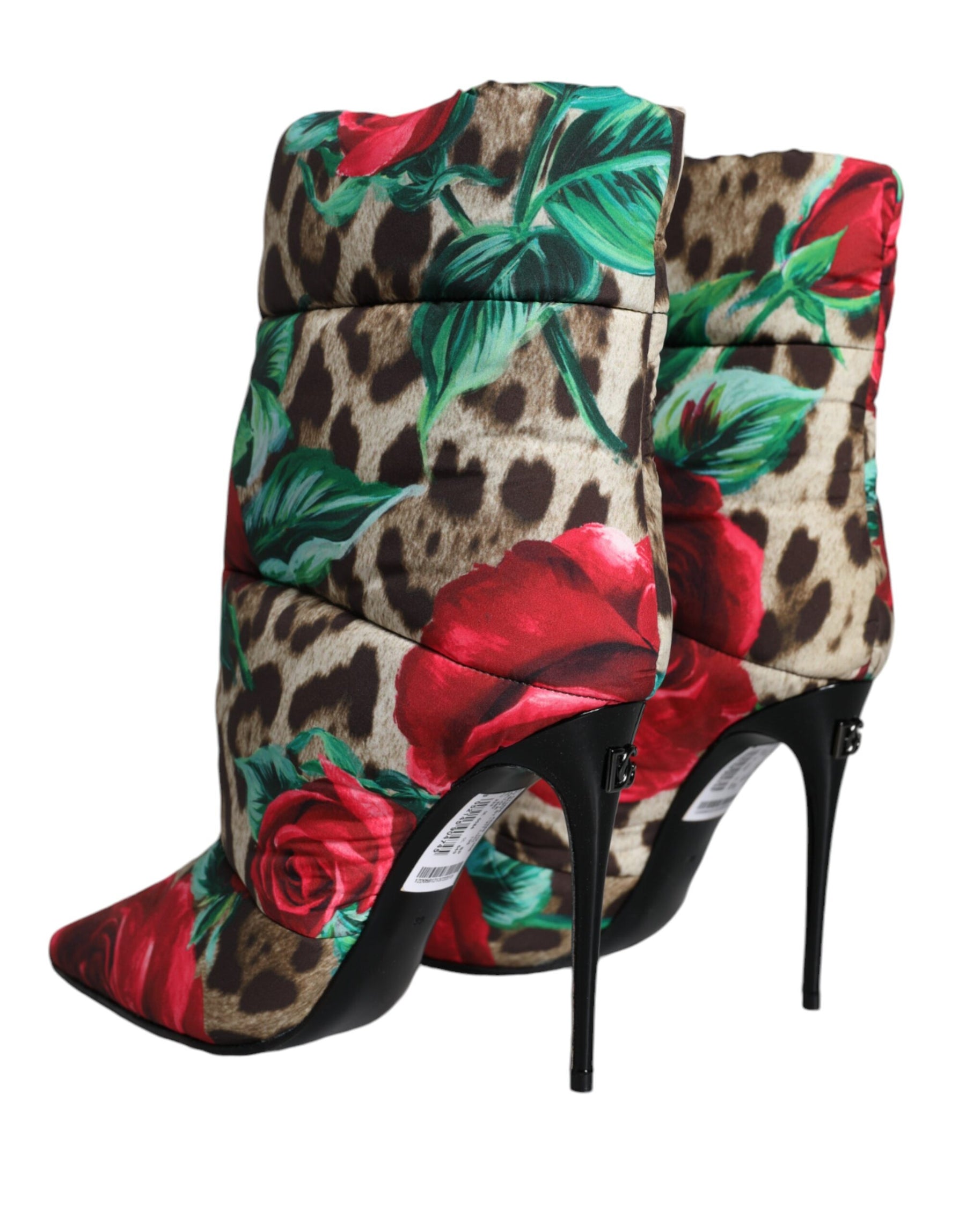Dolce & Gabbana Multicolor Leopard Rose Mid Calf Boots Shoes | Regal Royce