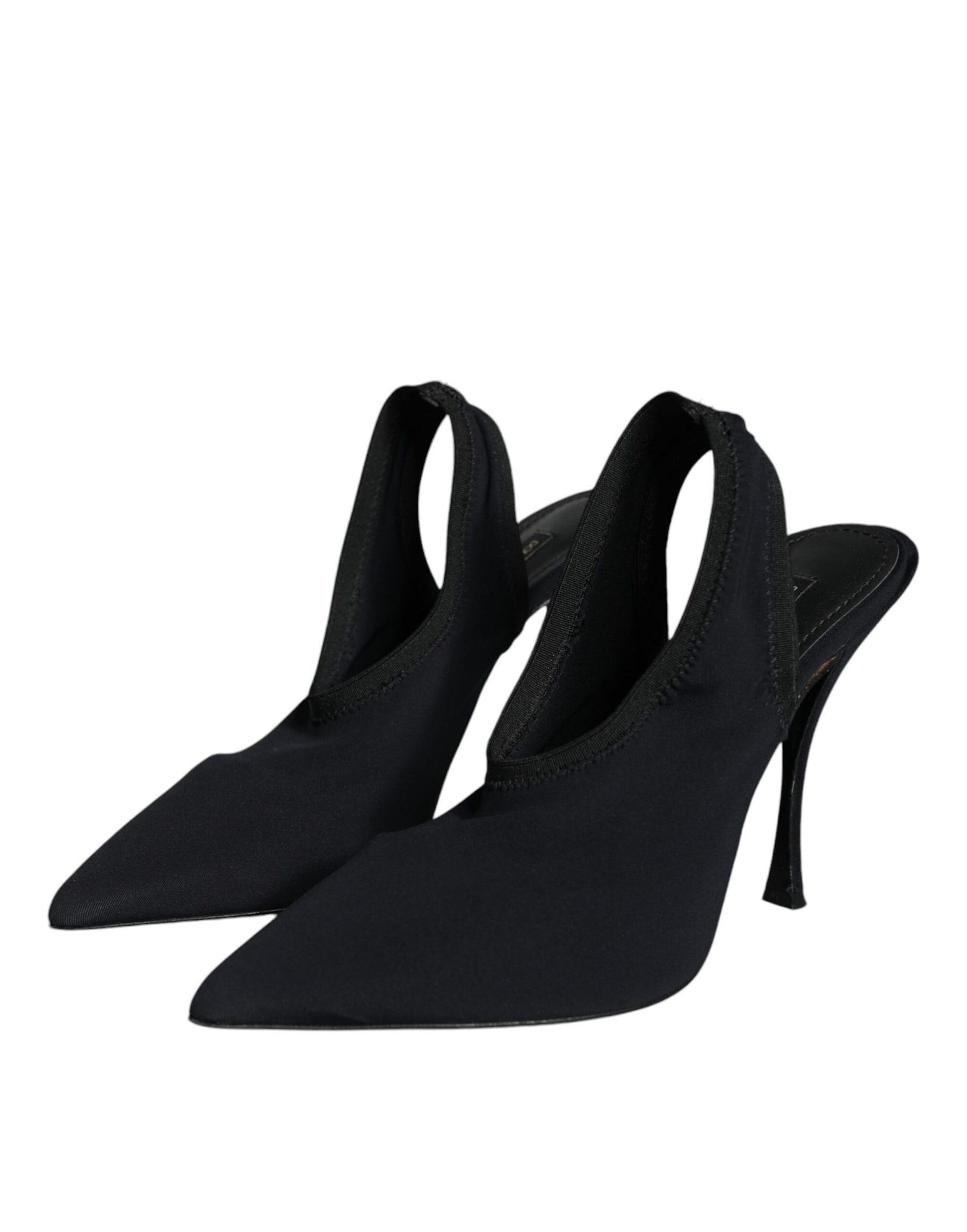 Dolce & Gabbana Black Jersey Stretch Heels Slingback Shoes | Regal Royce