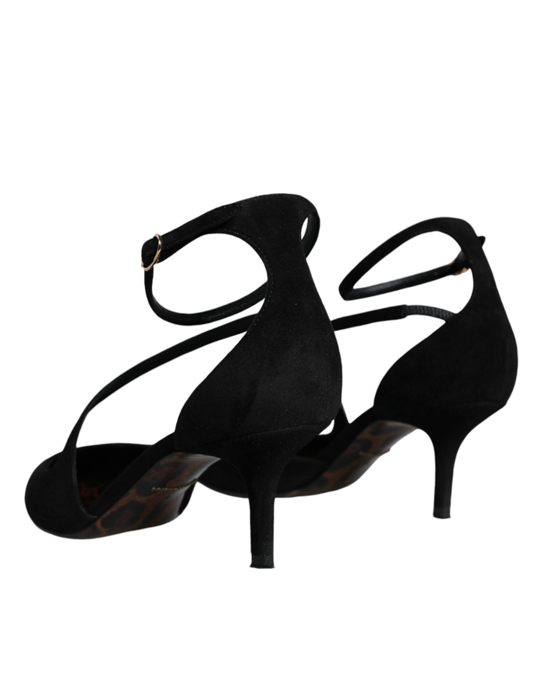 Dolce & Gabbana Black Suede Ankle Strap Pumps Heels Shoes | Regal Royce