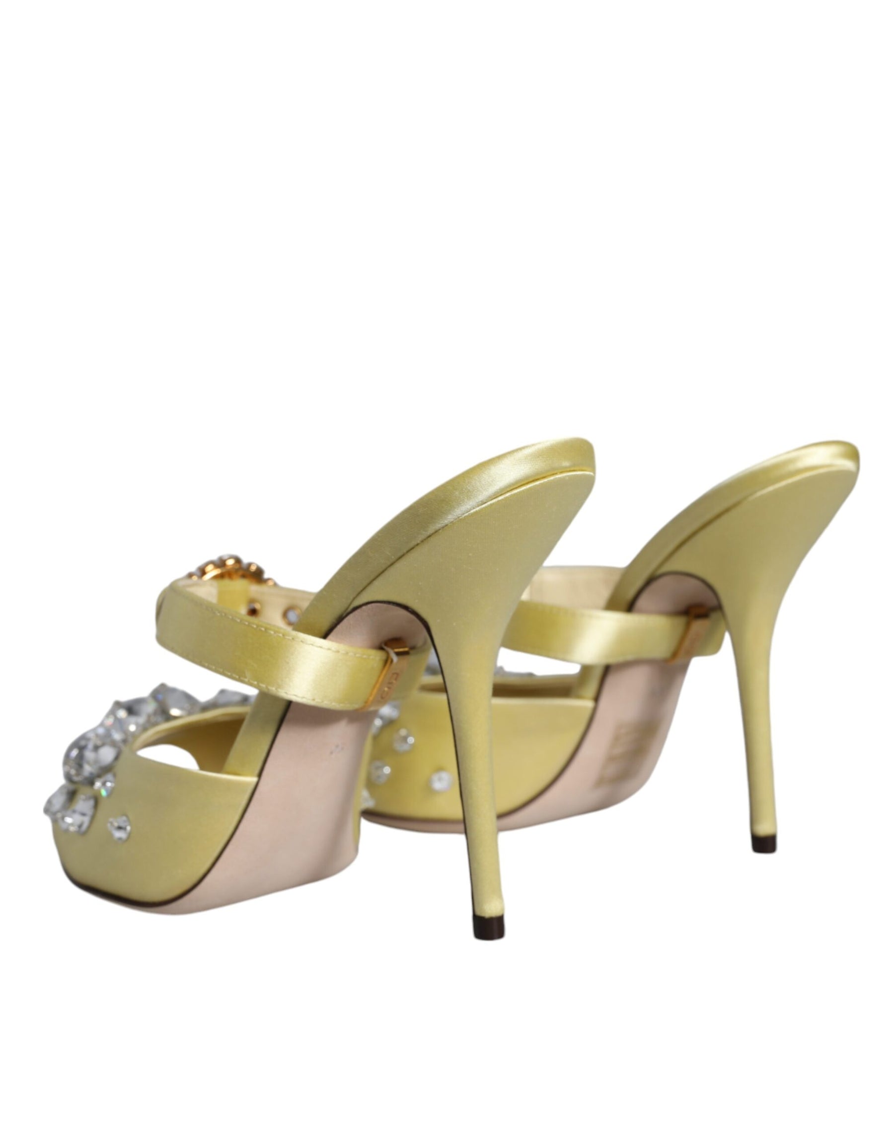 Dolce & Gabbana Yellow Mary Janes Satin Crystal Sandals Shoes | Regal Royce