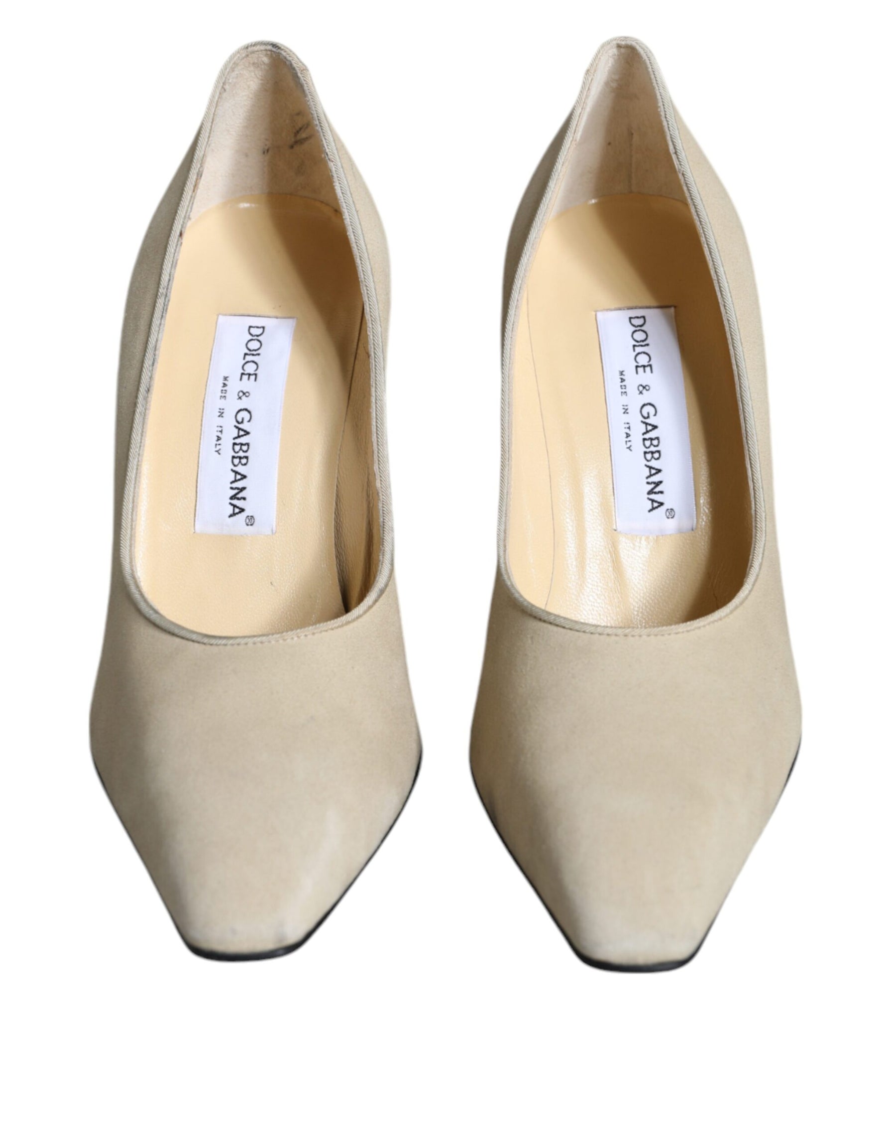Dolce & Gabbana Beige Suede Leather High Heels Pumps Shoes | Regal Royce
