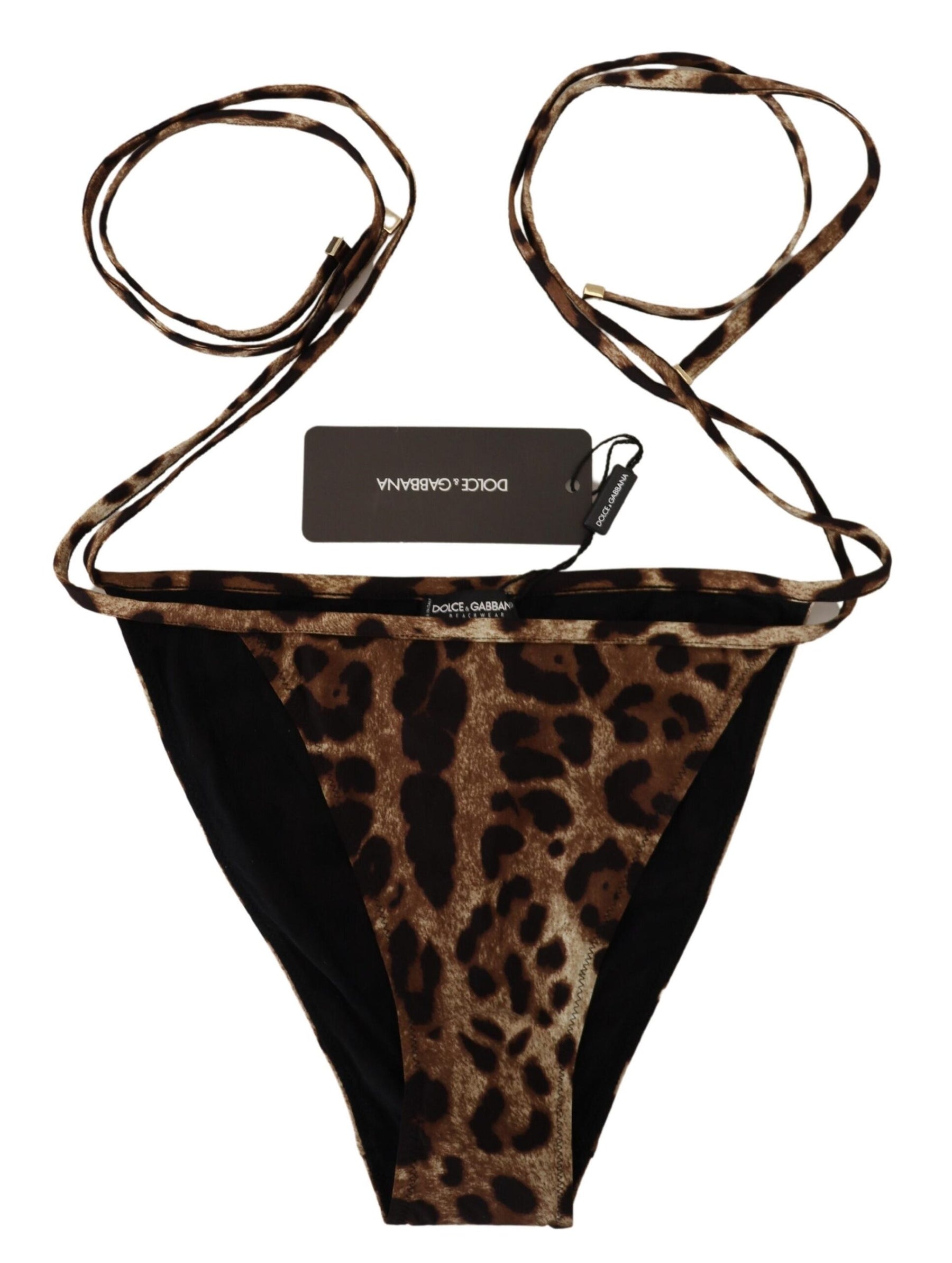 Dolce & Gabbana Brown Leopard Print Swimsuit Swimwear Bikini Bottom | Regal Royce