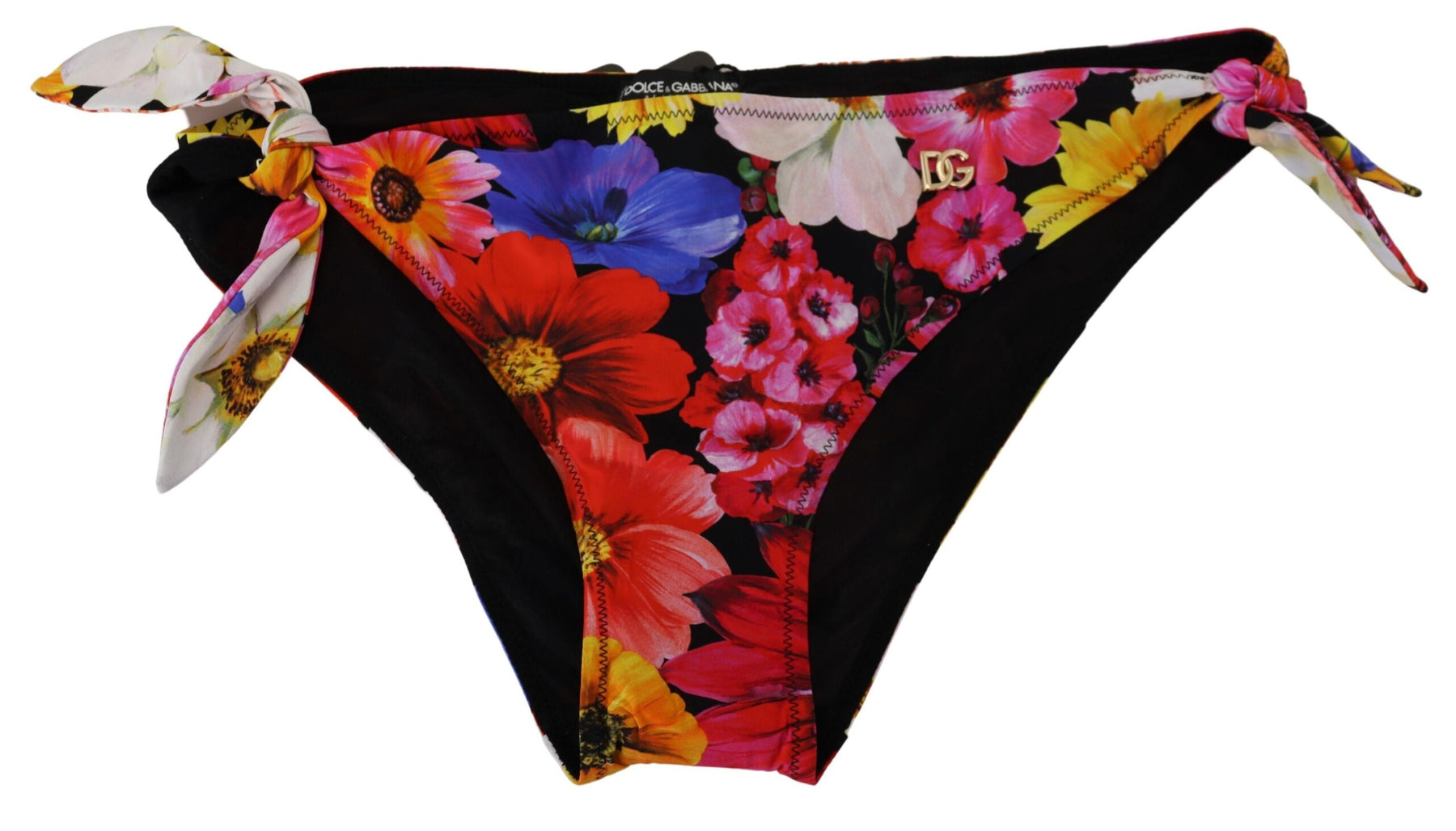 Dolce & Gabbana Black Floral Print Swimsuit Bikini Bottom Swimwear | Regal Royce