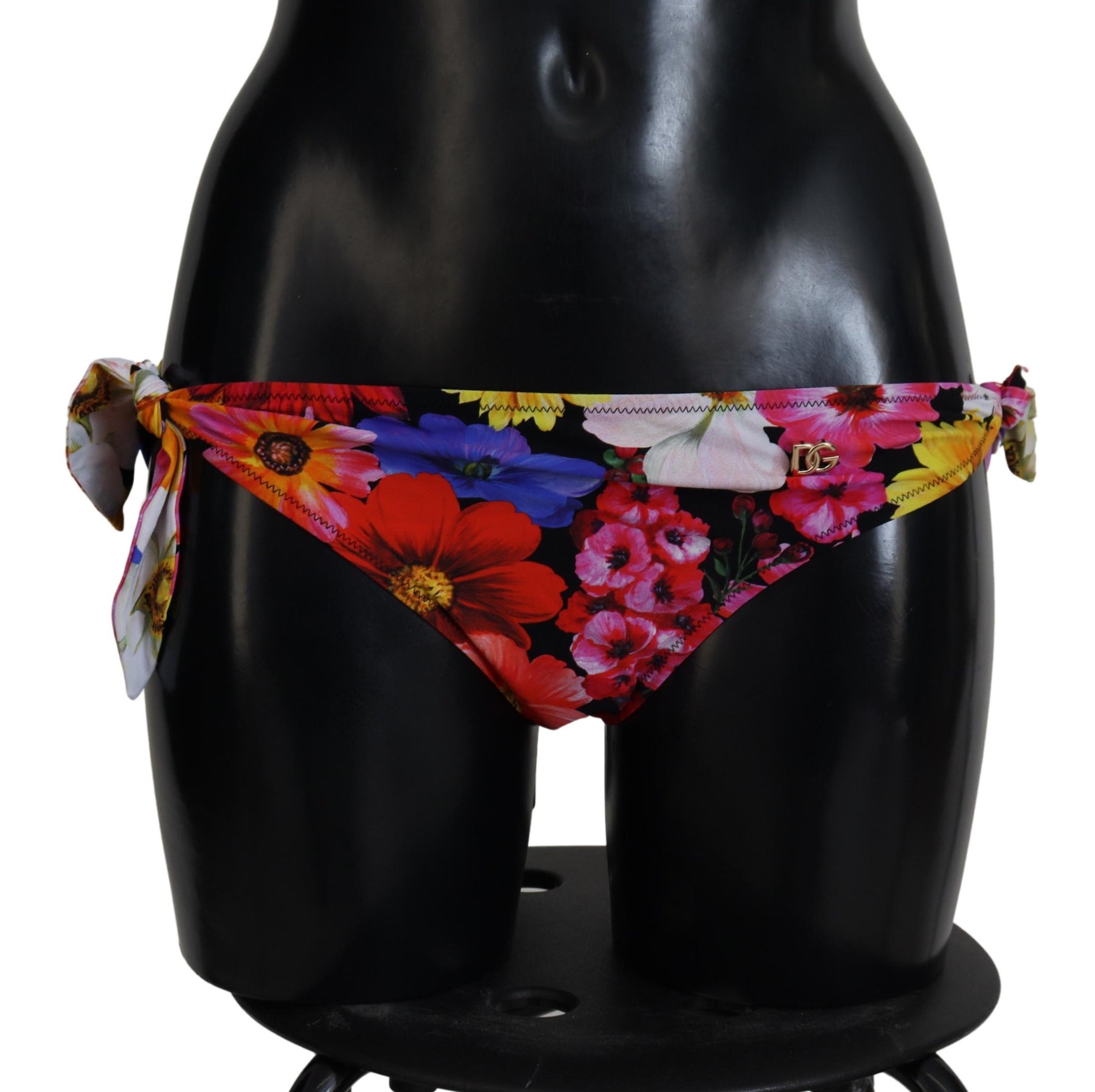 Dolce & Gabbana Black Floral Print Swimsuit Bikini Bottom Swimwear | Regal Royce