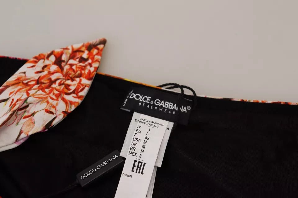 Dolce & Gabbana Black Floral Print Swimsuit Bikini Bottom Swimwear | Regal Royce