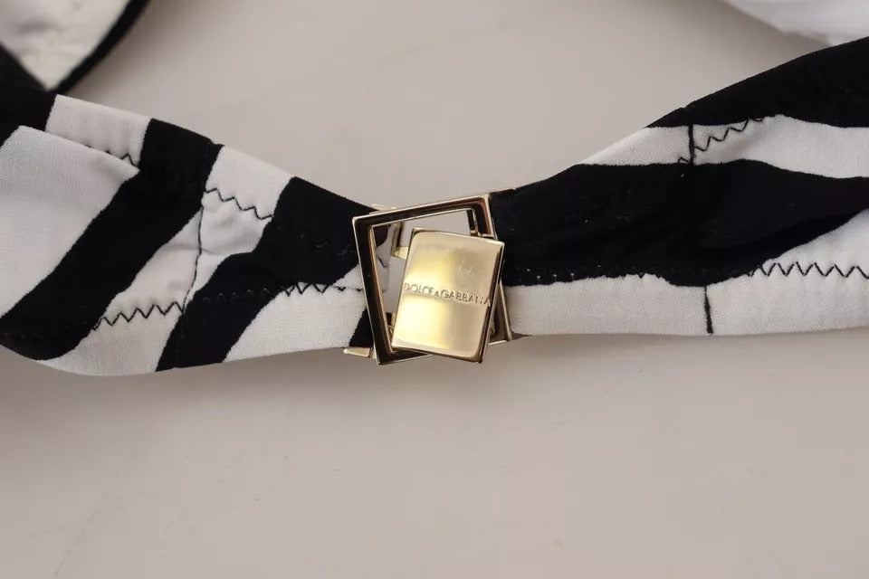 Dolce & Gabbana Black White Zebra Bandeau Swimwear Bikini Top | Regal Royce