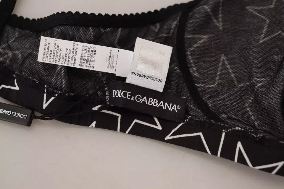 Dolce & Gabbana Black Millennials Star Non Wire Cotton Bra Underwear | Regal Royce