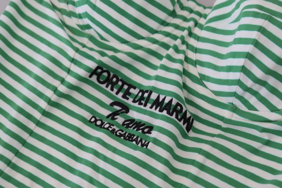 Dolce & Gabbana White Green Stripes One Piece Beachwear Swimwear | Regal Royce