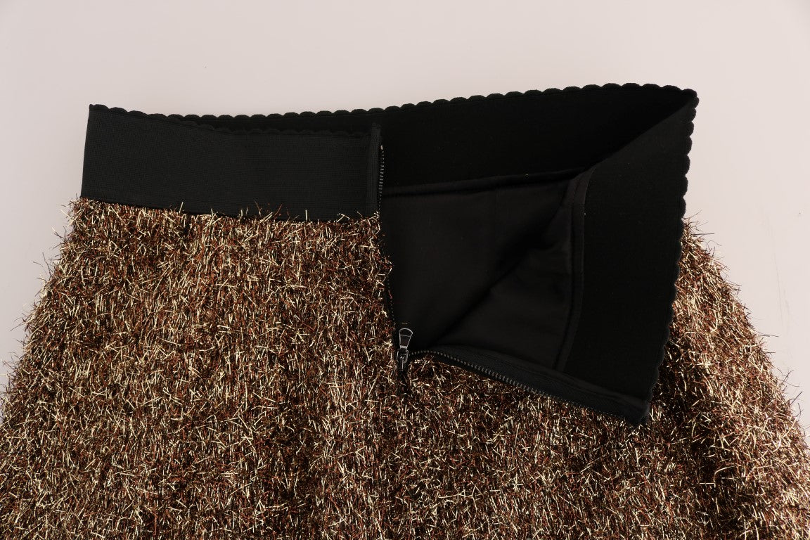Dolce & Gabbana Gold Black Short Mini Skirt | Regal Royce