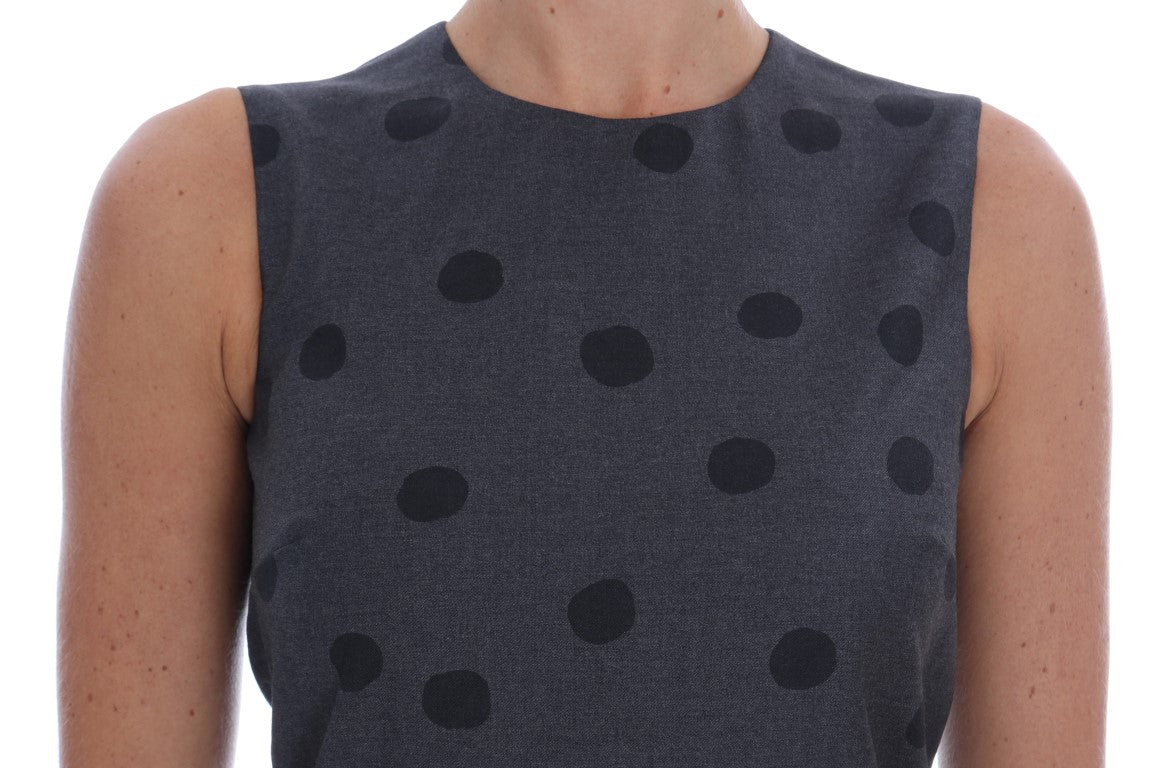 Dolce & Gabbana Gray Polka Dotted Sheath Wool Dress | Regal Royce