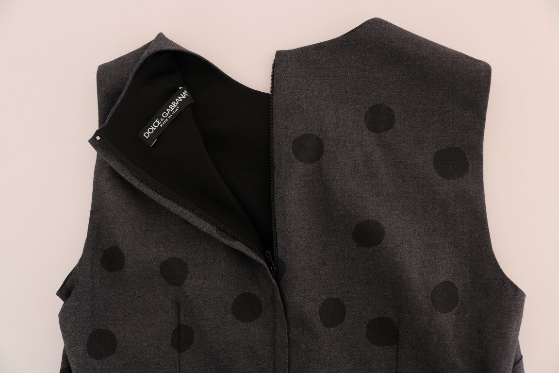 Dolce & Gabbana Gray Polka Dotted Sheath Wool Dress | Regal Royce